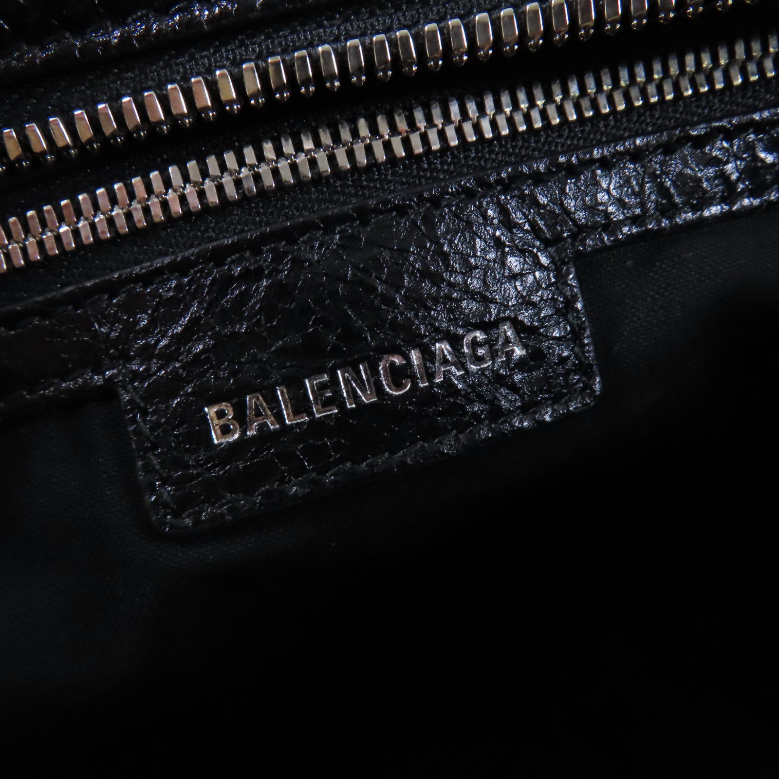 BALENCIAGA 牛皮皮革City銀扣手挽肩背兩用袋黑色