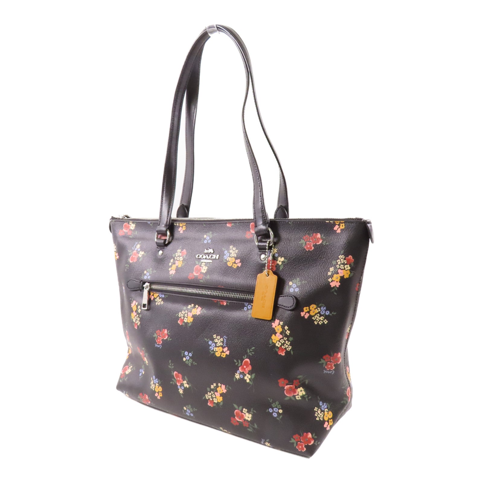 COACH 【激減優惠】塗層帆布Shoulder Tote銀扣肩背袋