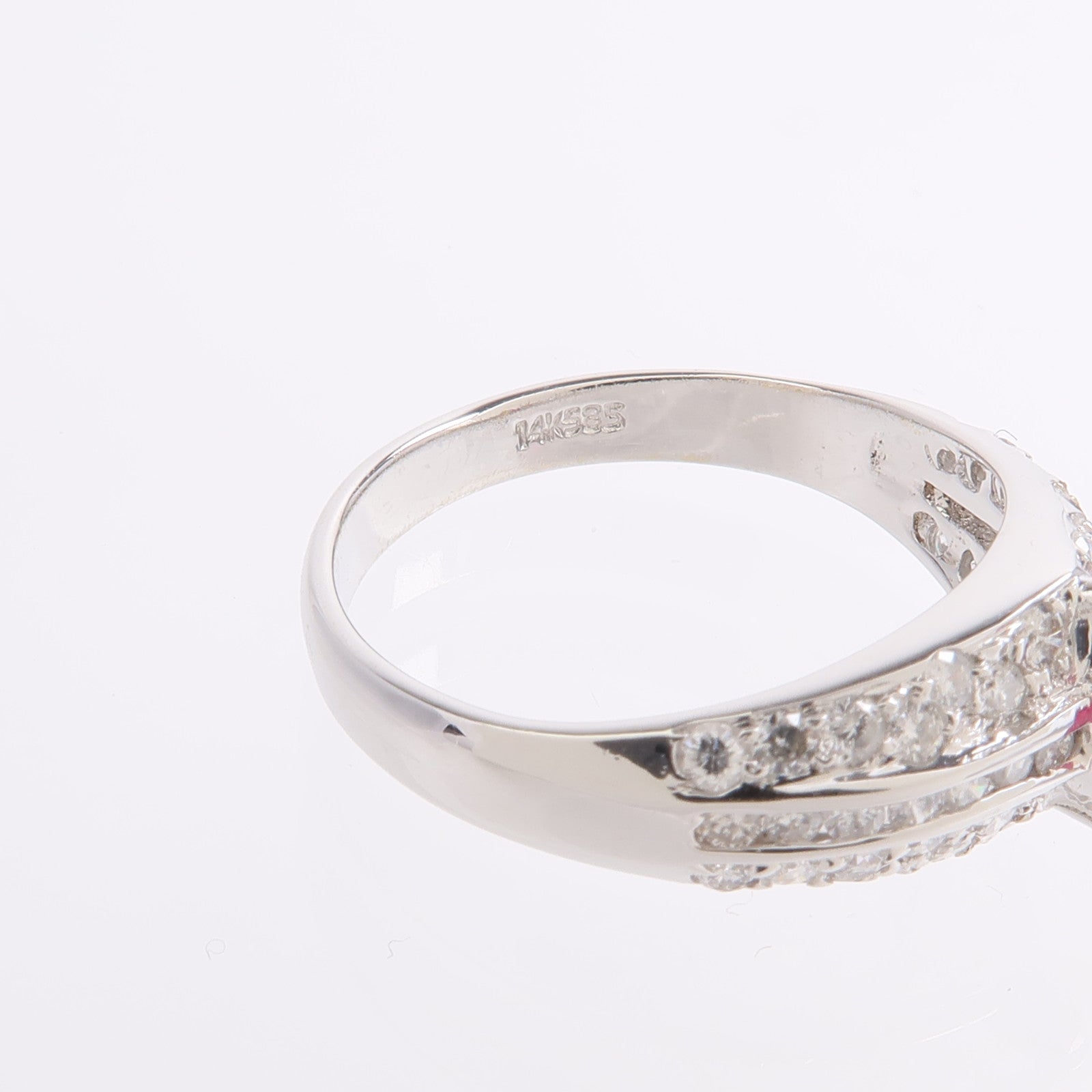 JEWELRY 14K白金Ruby Diamond Ring紅寶石鑽石戒指