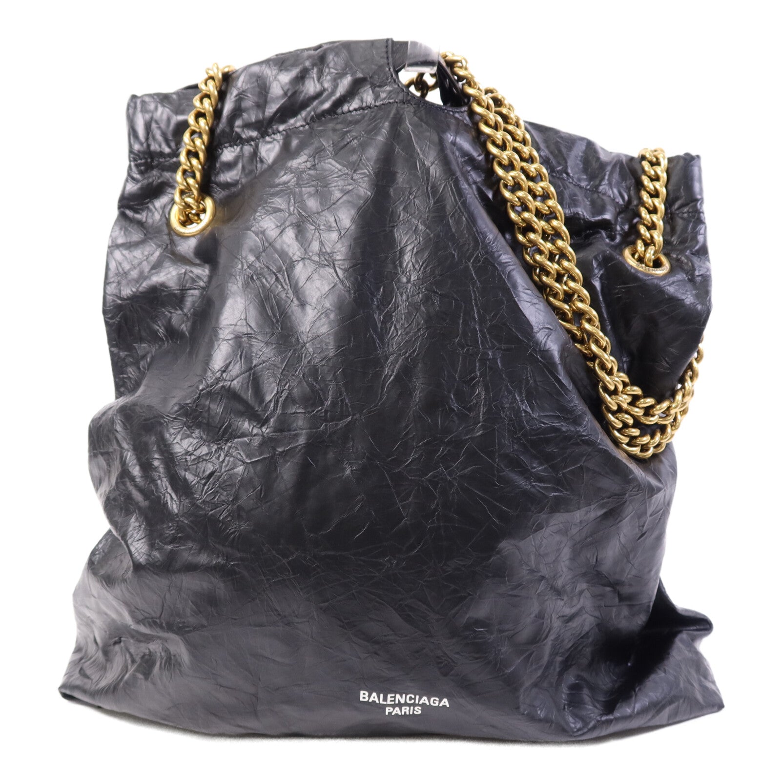 BALENCIAGA 羊皮皮革Crush Medium金扣鏈帶肩背袋