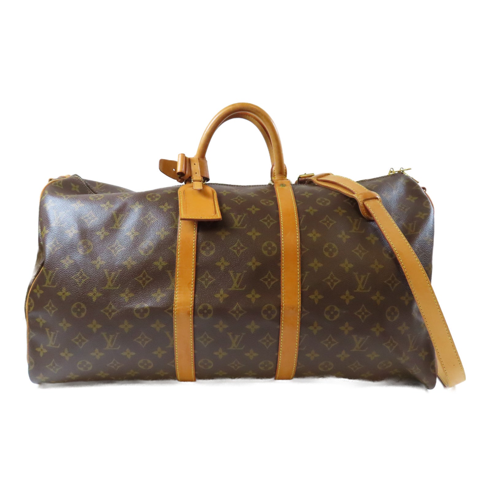 LOUIS VUITTON Monogram Keepall 55 Boston Bag金扣手挽肩背兩用袋啡色