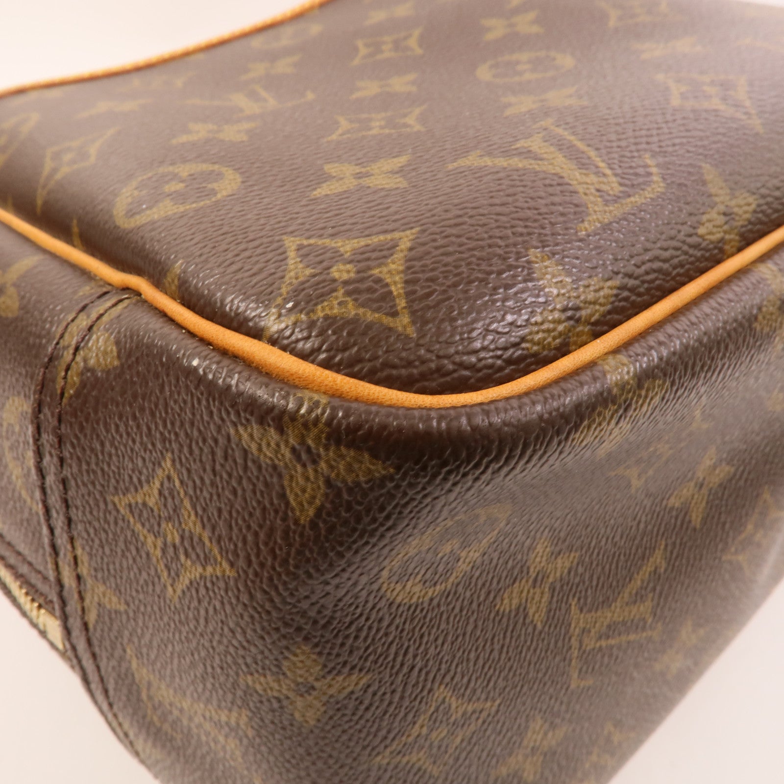 LOUIS VUITTON Monogram Deauville金扣手挽袋棕色