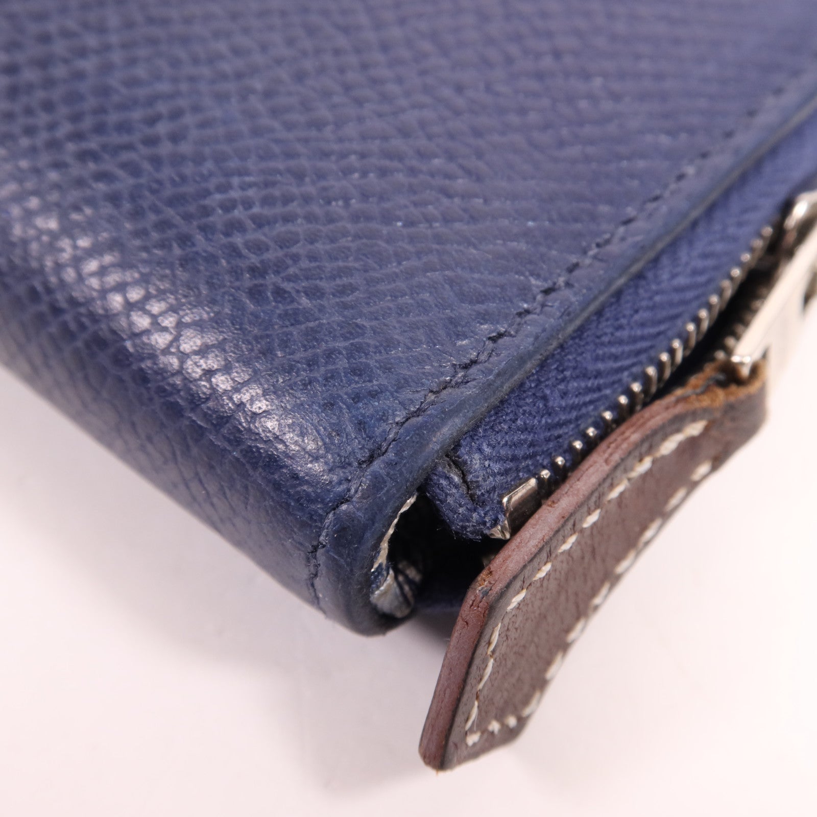 HERMES Clemence皮革Silk In Long Wallet銀扣長錢包