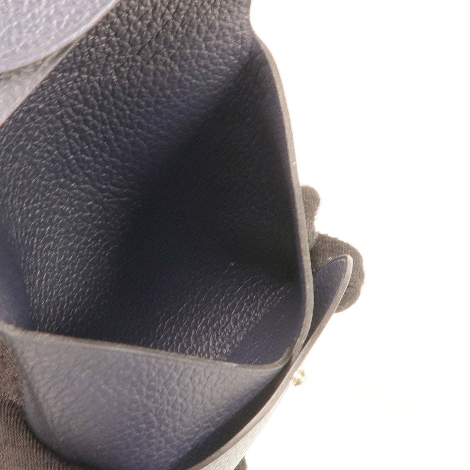 HERMES Evercolor皮革Bastia Change Purse銀扣零錢包Bleu Nuit