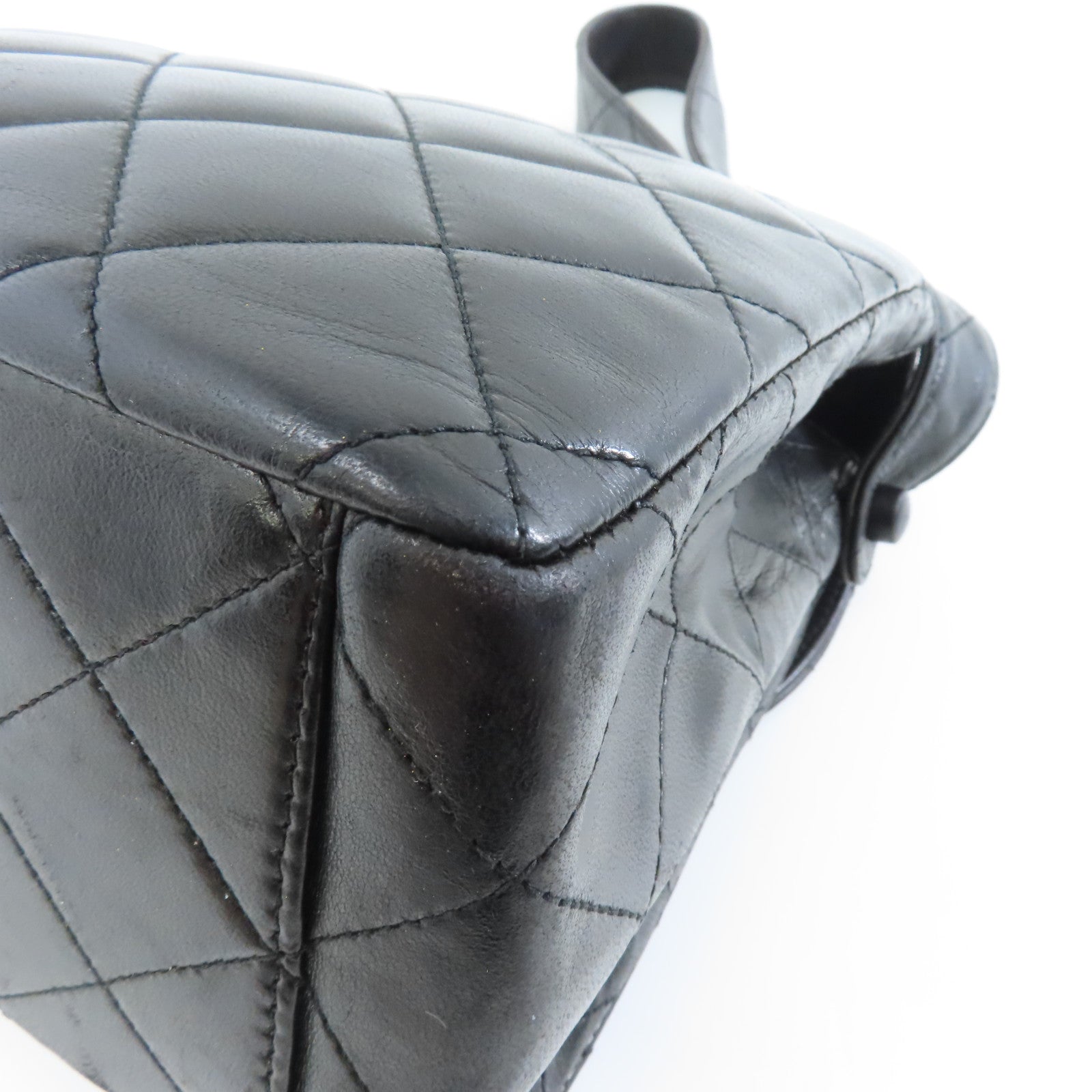 CHANEL 菱格羊皮皮革Vintage Shoulder Bag金扣肩背袋黑色