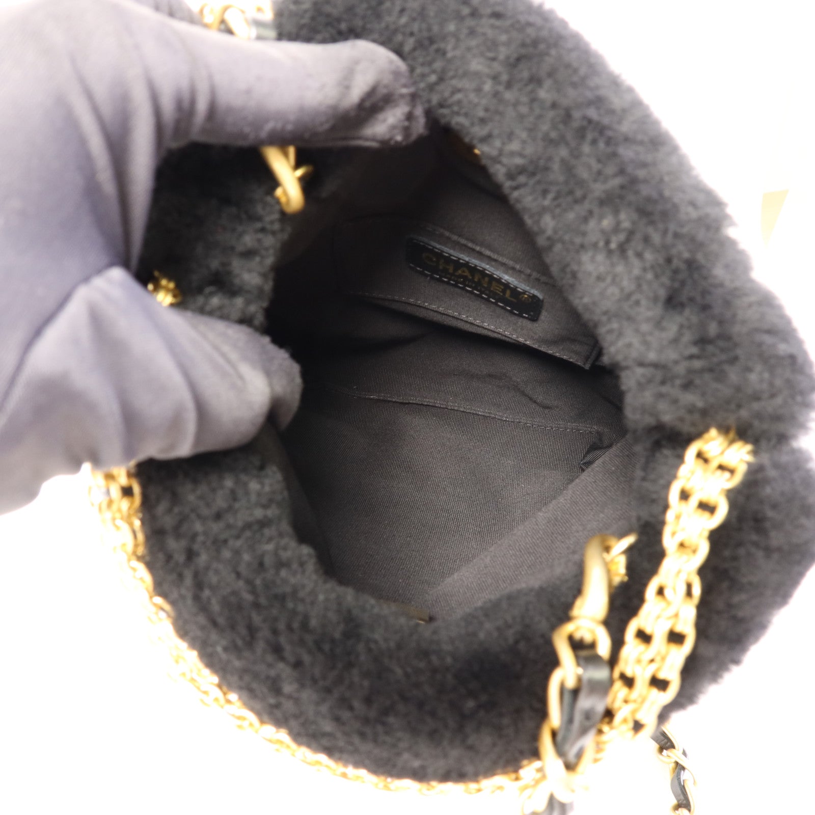 CHANEL Shearling Chain Shoulder金扣手挽肩背兩用袋