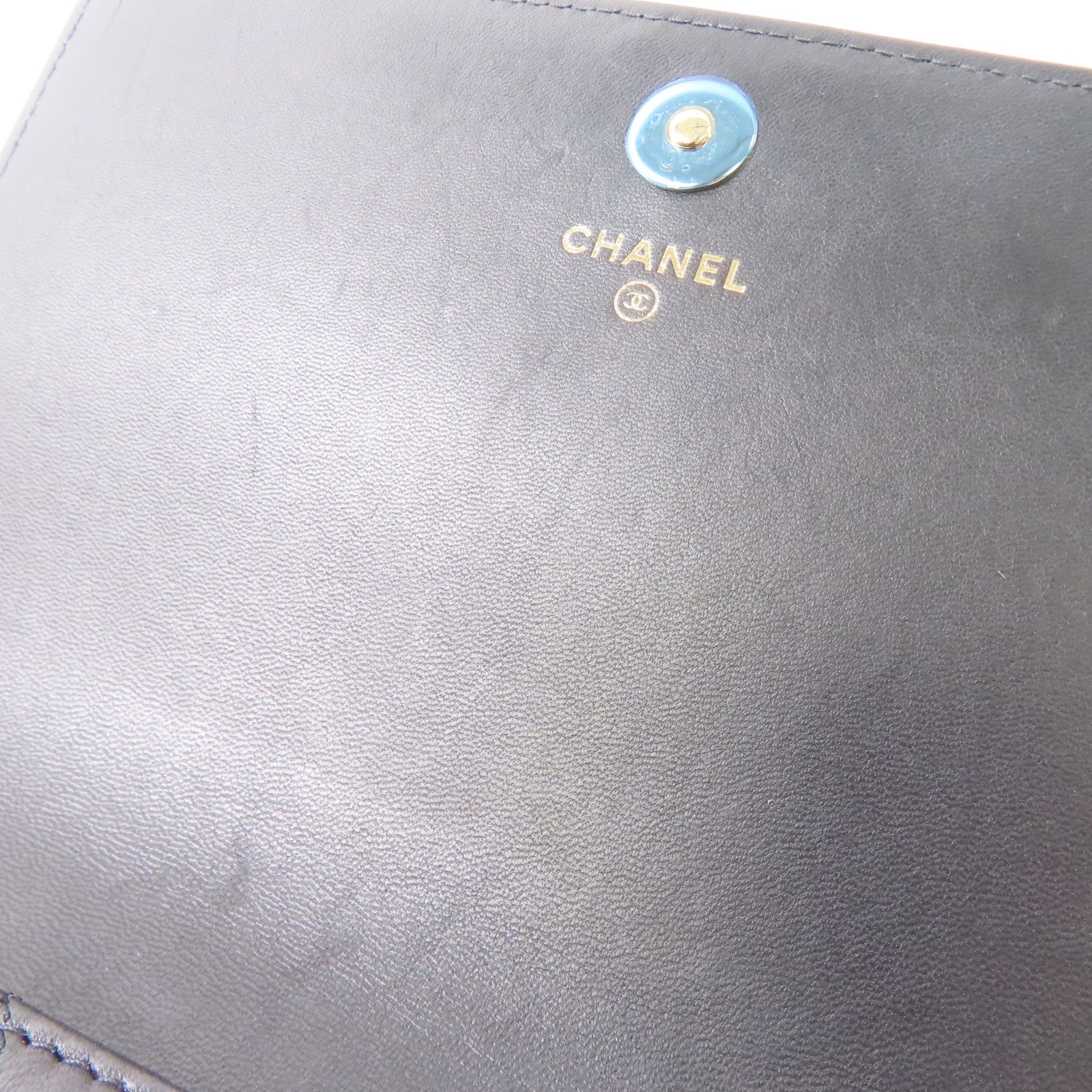 CHANEL 羊皮皮革Boy Wallet On Chain金扣鏈帶肩背袋黑色