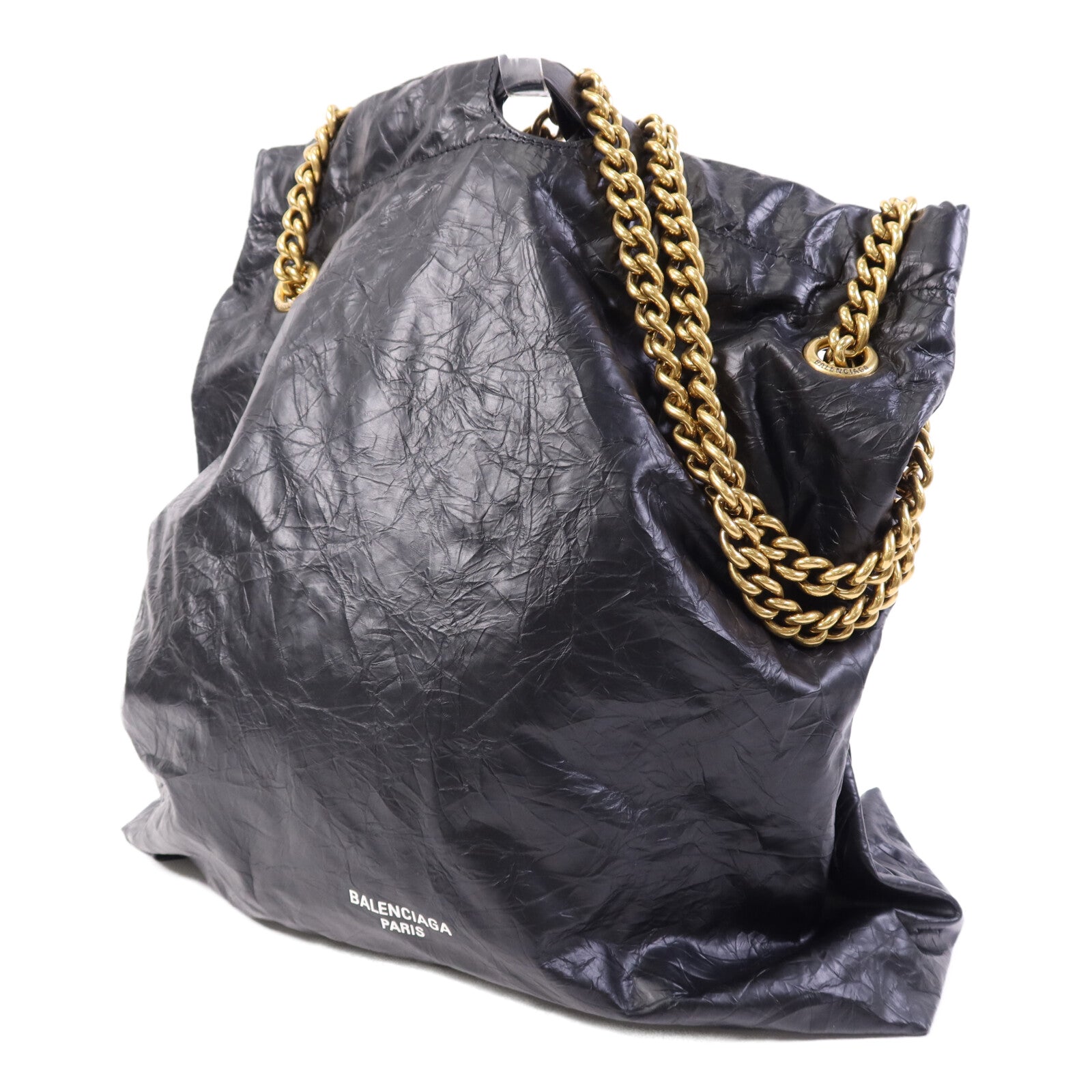 BALENCIAGA 羊皮皮革Crush Medium金扣鏈帶肩背袋