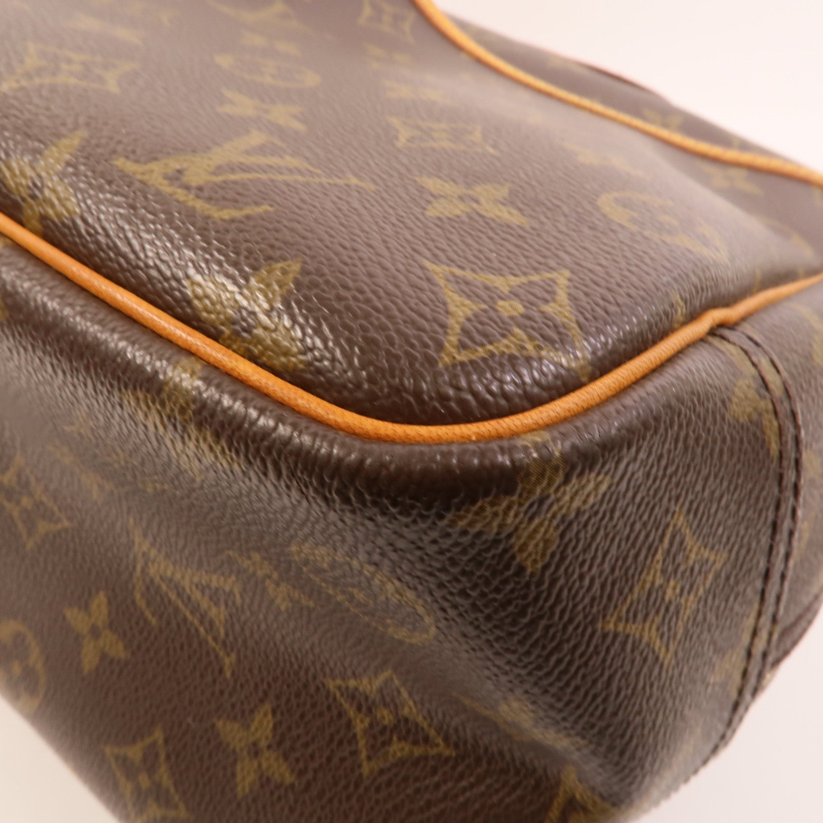LOUIS VUITTON Monogram Deauville金扣手挽袋棕色
