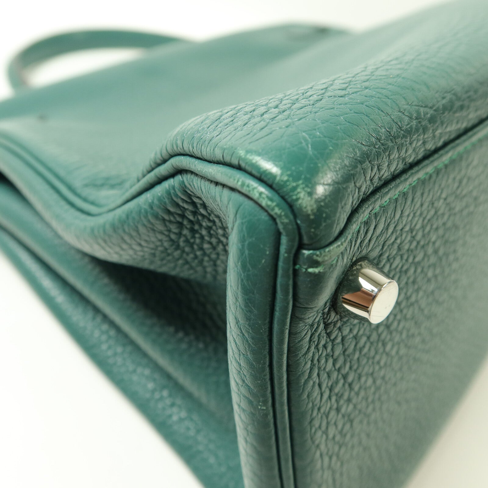 HERMES Clemence皮革Kelly 35手挽肩背兩用袋Malachite