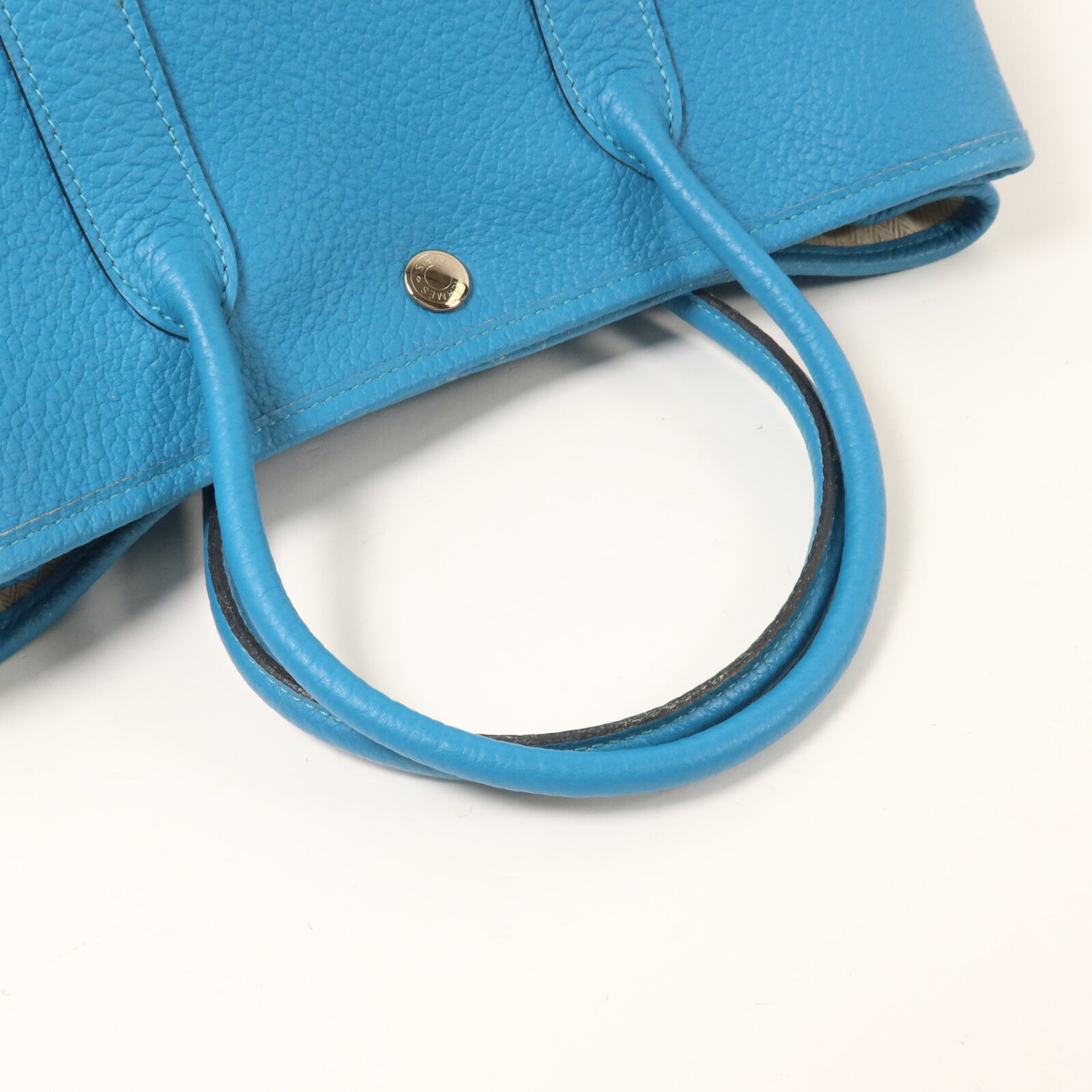 HERMES Negonda皮革Garden Party TPM手挽袋Turquoise