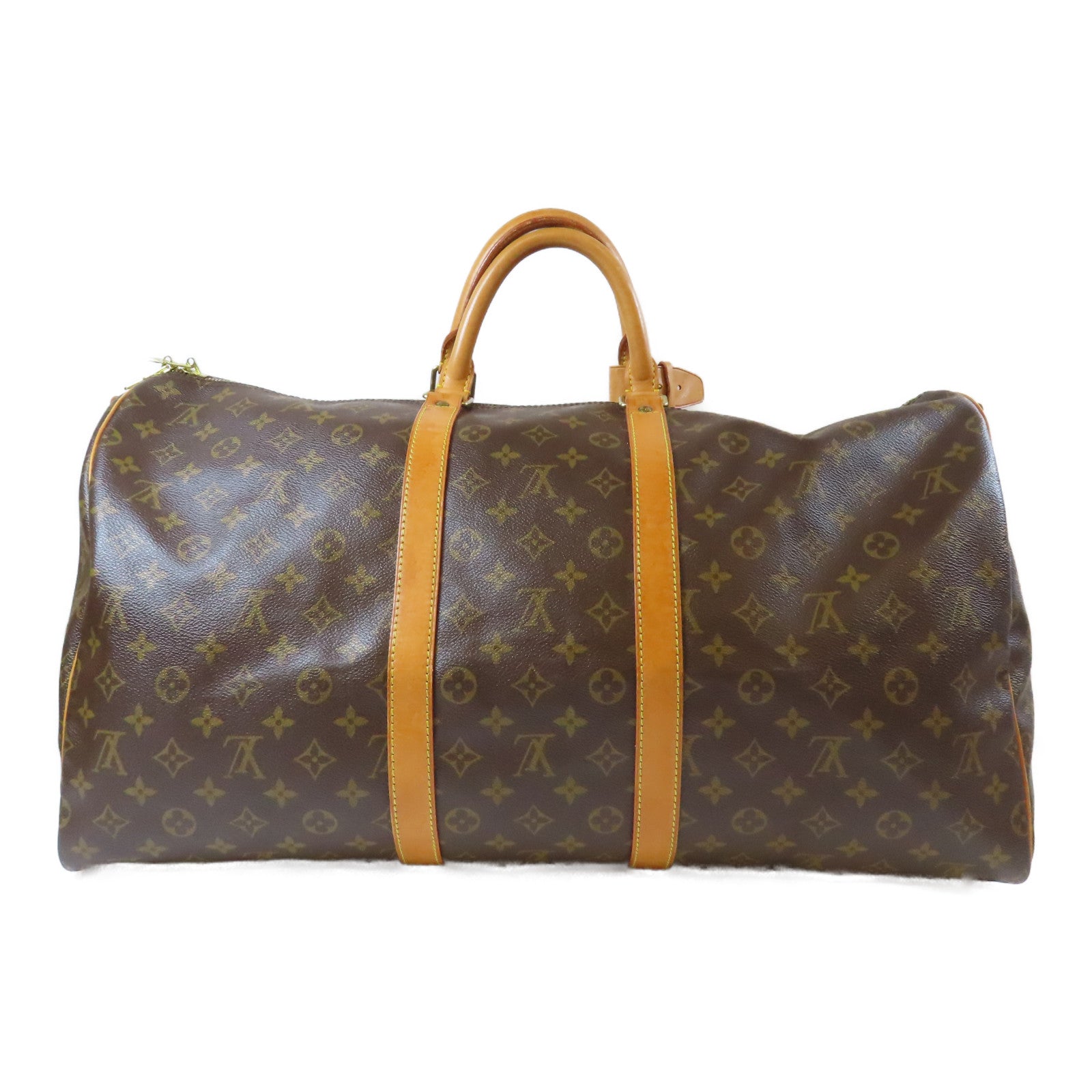 LOUIS VUITTON Monogram Keepall 55 Boston Bag金扣手挽肩背兩用袋啡色