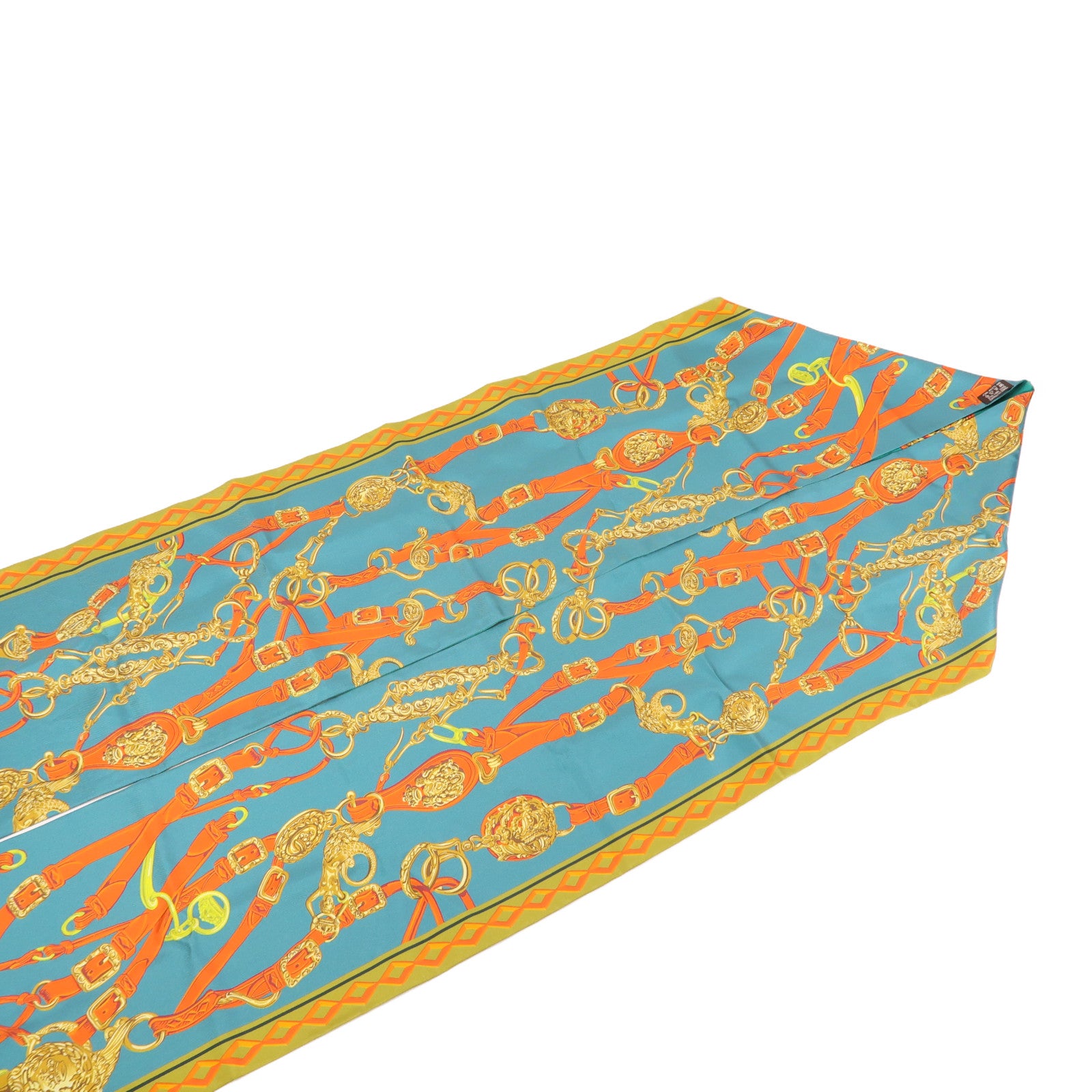 HERMES Maxi Twilly Scarf Silk Green Orange