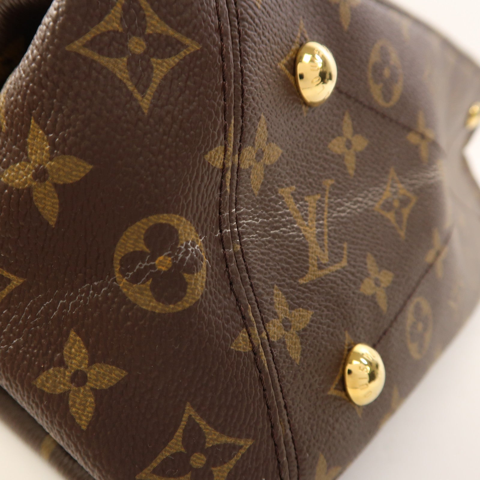 LOUIS VUITTON 【激減優惠】Monogram Pallas金扣手挽肩背兩用袋棕色/紅色