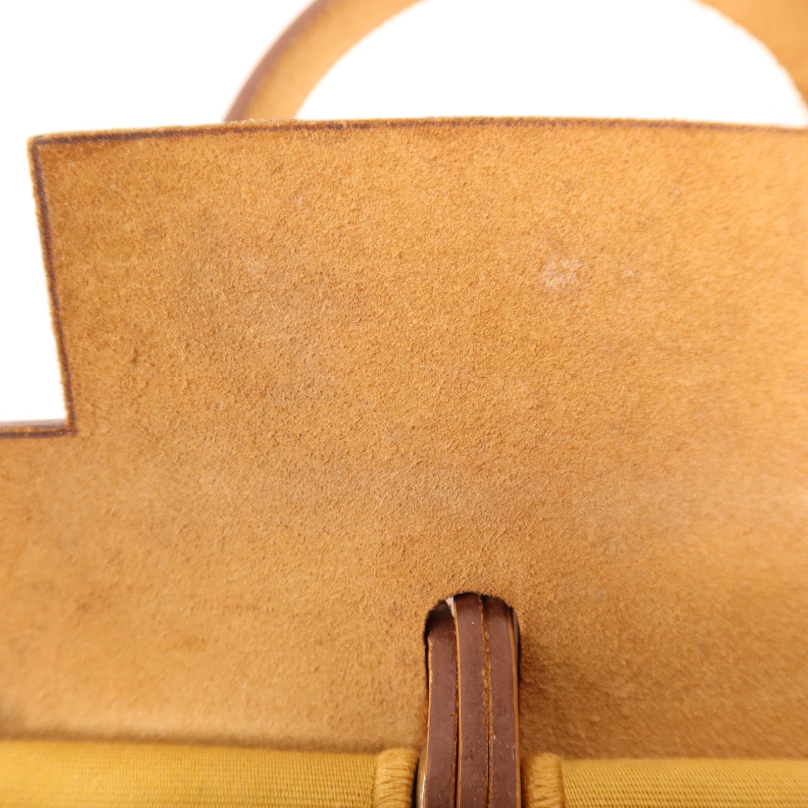 HERMES 帆布/皮革Herbag PM銀扣手挽肩背兩用袋Jaune Ambre