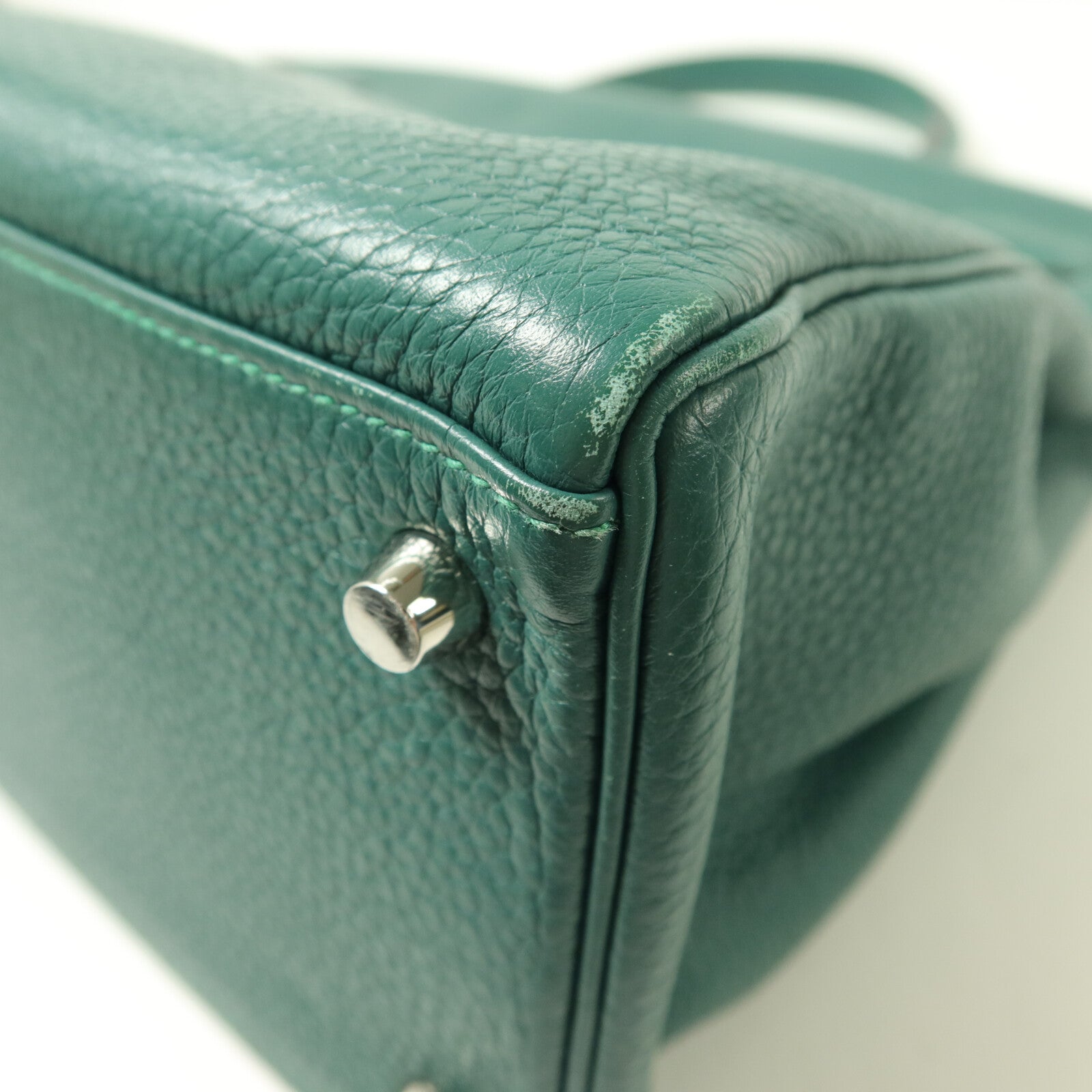 HERMES Clemence皮革Kelly 35手挽肩背兩用袋Malachite