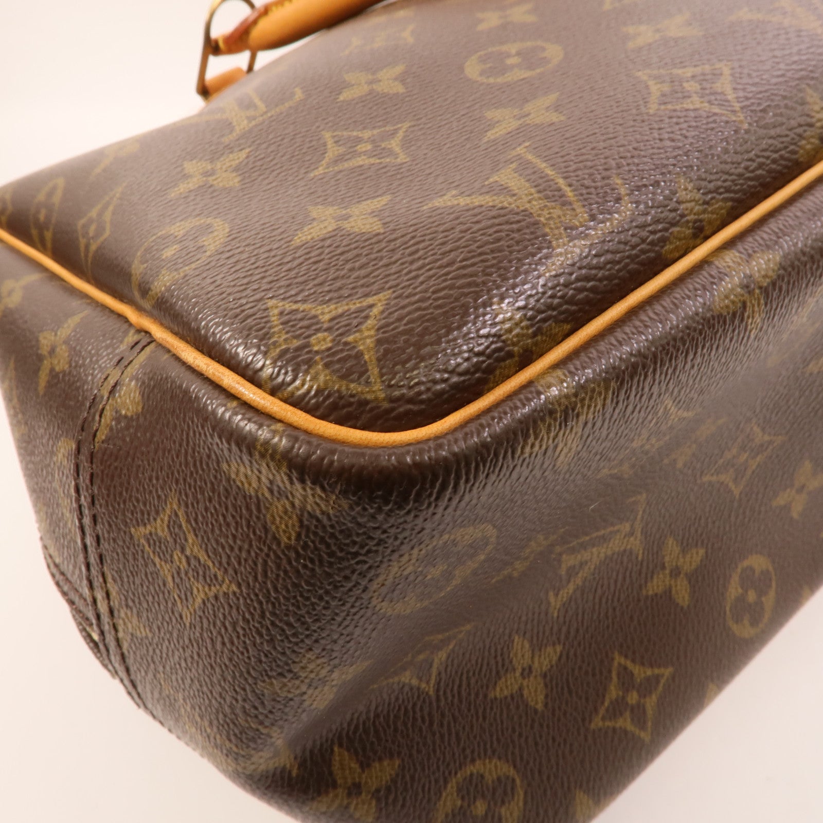 LOUIS VUITTON Monogram Deauville金扣手挽袋棕色