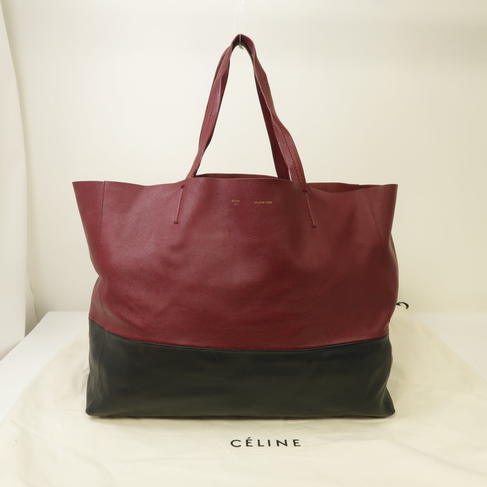 CELINE 【激減優惠】羊皮皮革Cabas手挽袋酒紅色/黒色