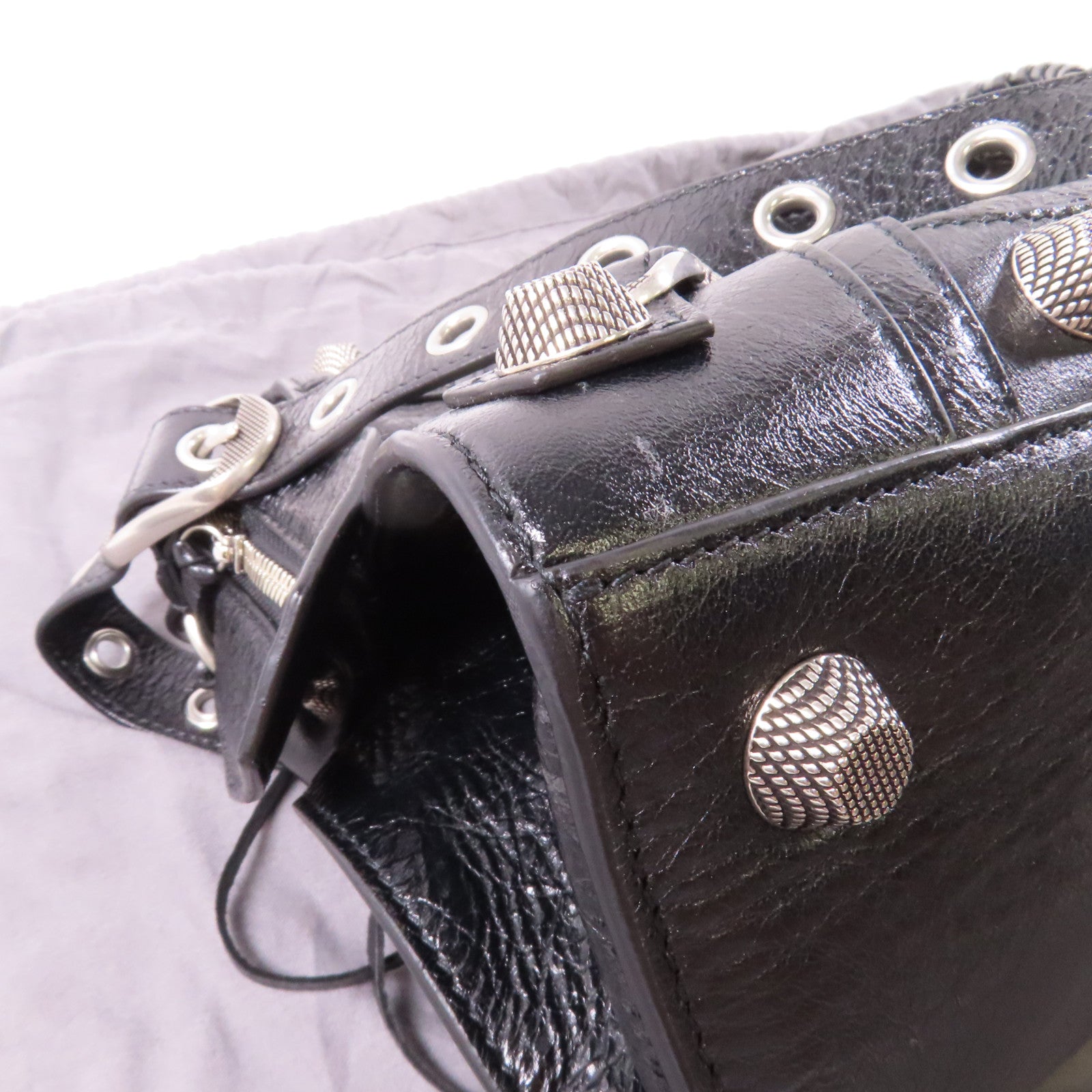BALENCIAGA 牛皮皮革City銀扣手挽肩背兩用袋黑色
