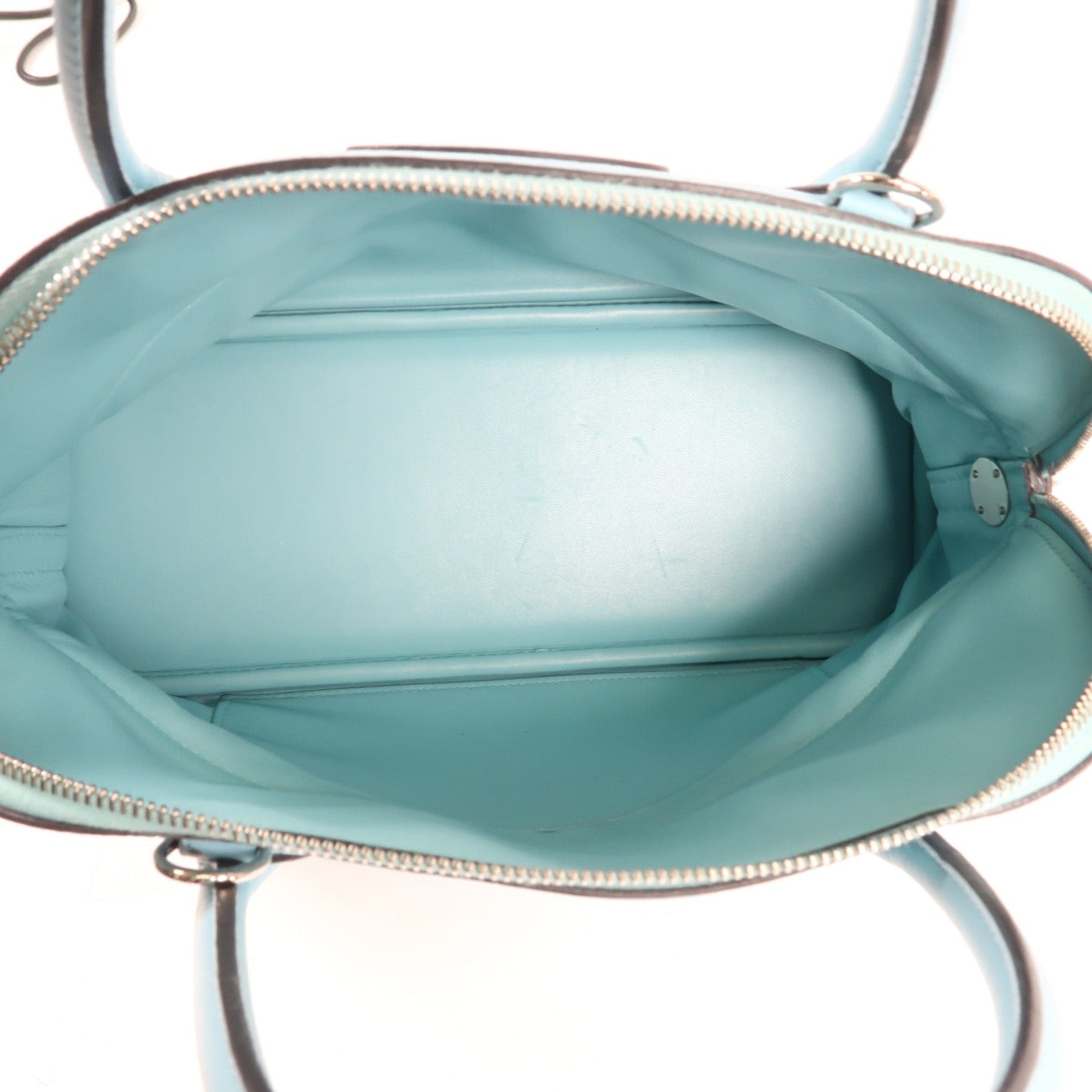 HERMES Clemence皮革Bolide 31銀扣手挽肩背兩用袋3P Bleu Atoll