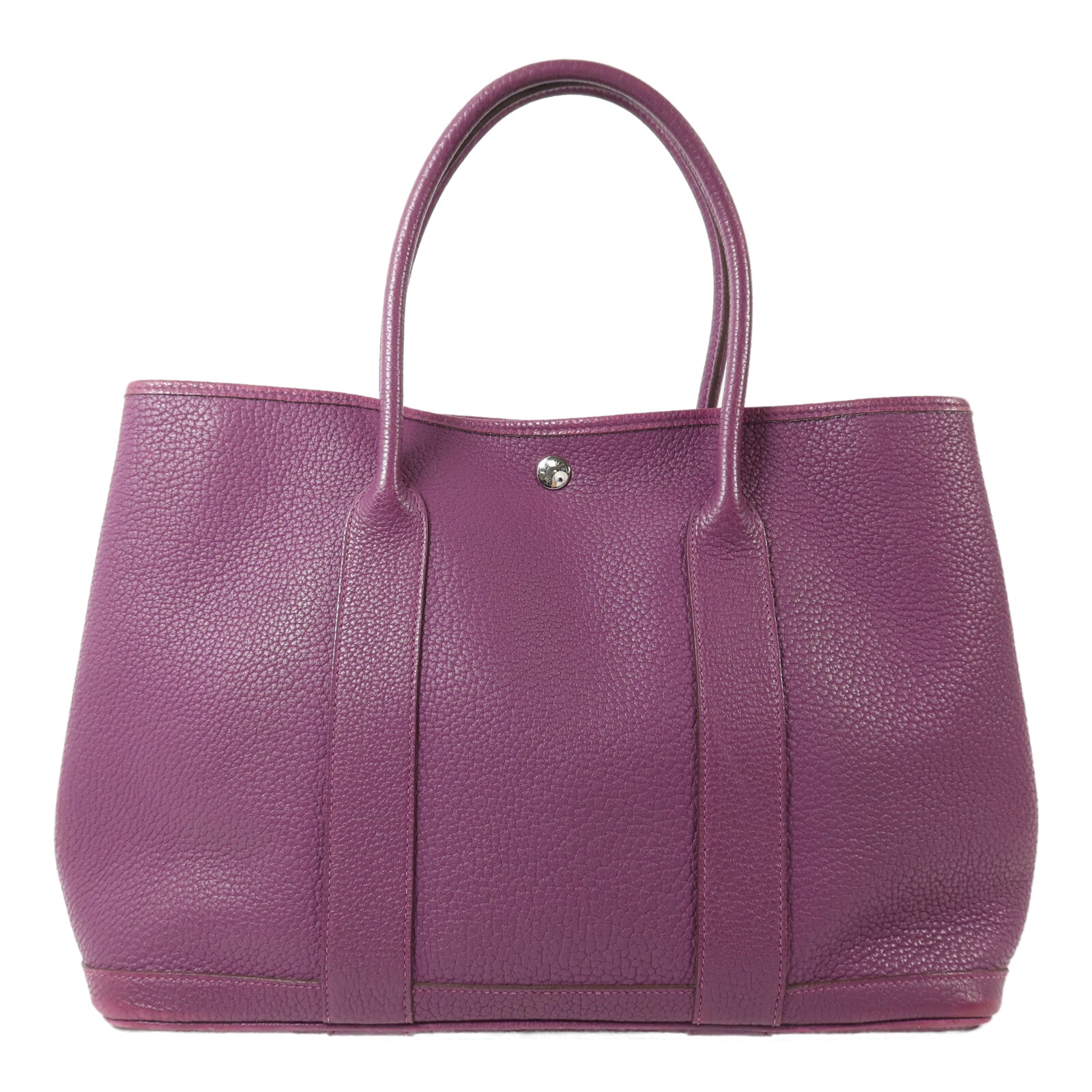HERMES Clemence皮革Garden Party PM銀扣手挽袋Anamone