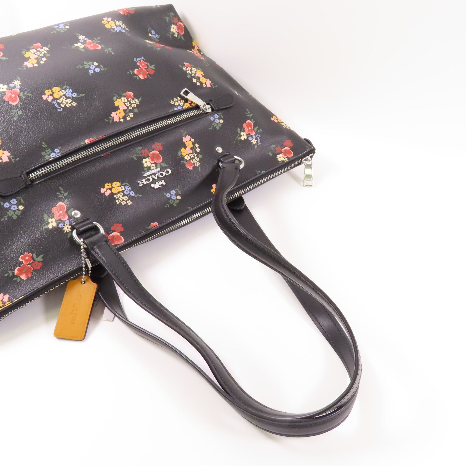 COACH 塗層帆布Shoulder Tote銀扣肩背袋