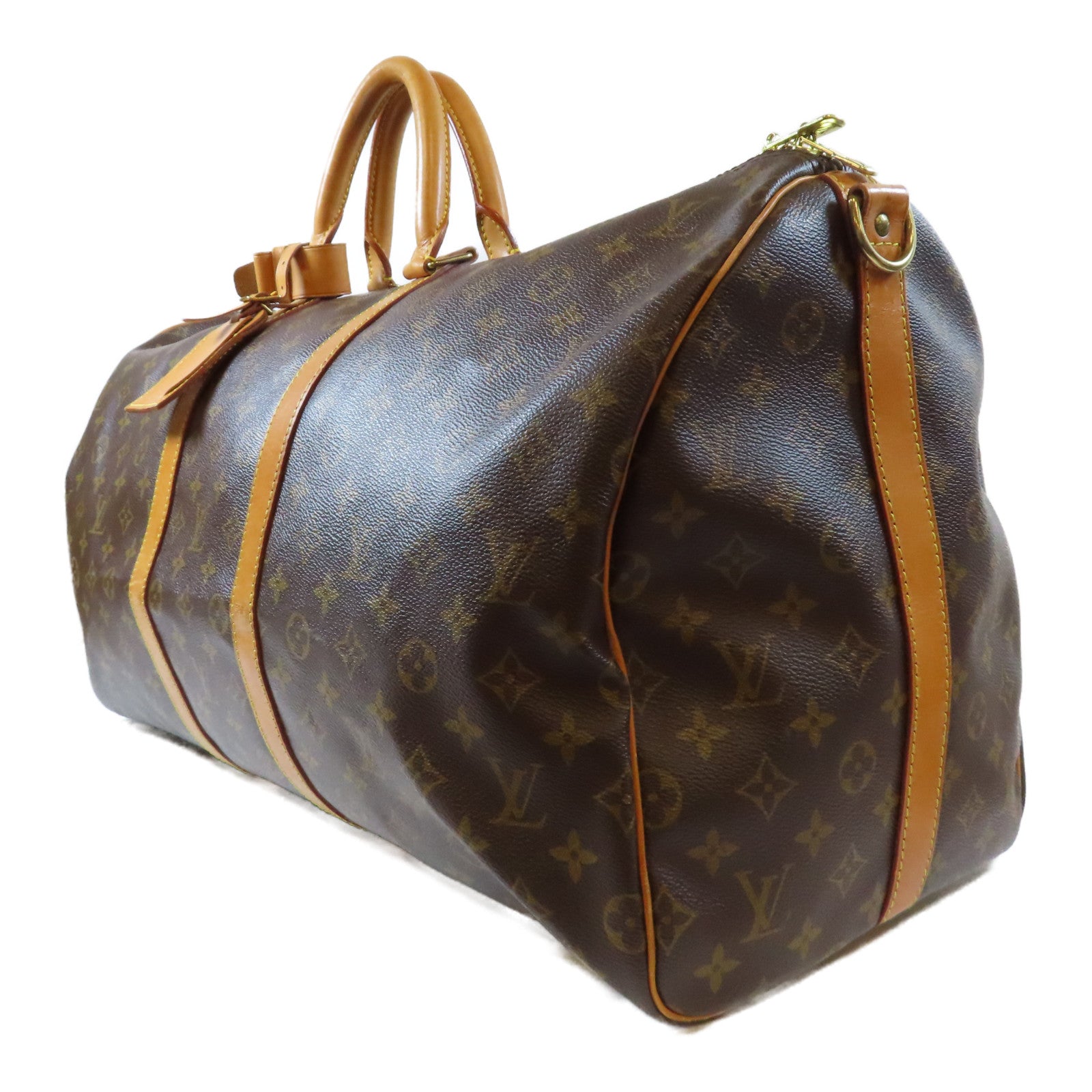 LOUIS VUITTON Monogram Keepall 55 Boston Bag金扣手挽肩背兩用袋啡色