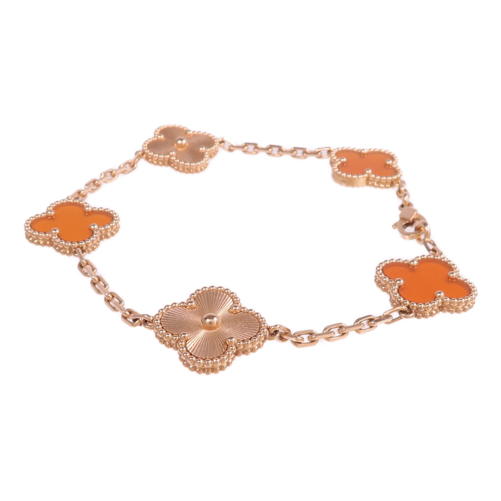 Van Cleef & Arpels 18K玫瑰金Vintage Alhambra Bracelet 5 Motifs紅玉髓手鏈