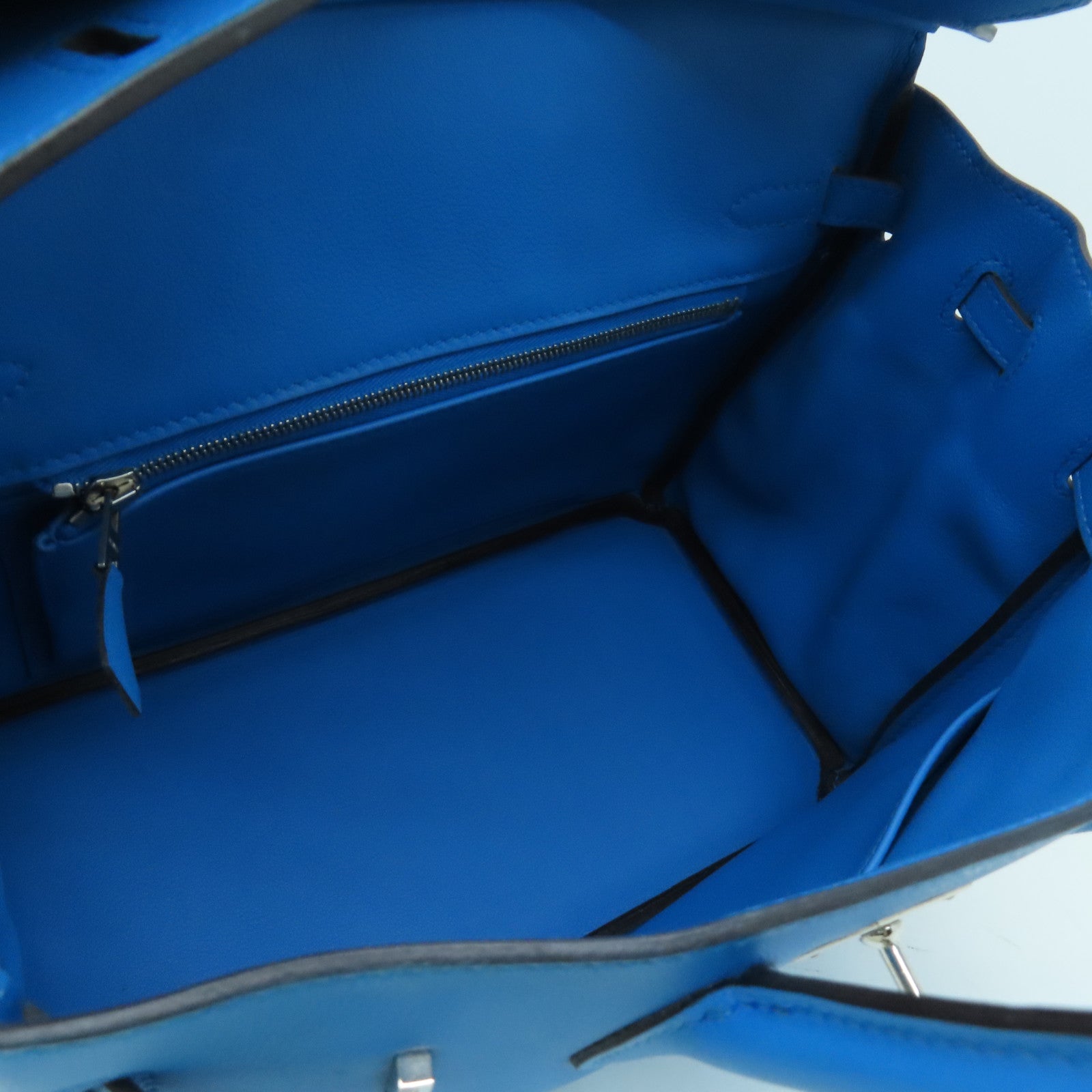 HERMES 【清倉大減價】Swift皮革Birkin 25銀扣手挽袋藍色