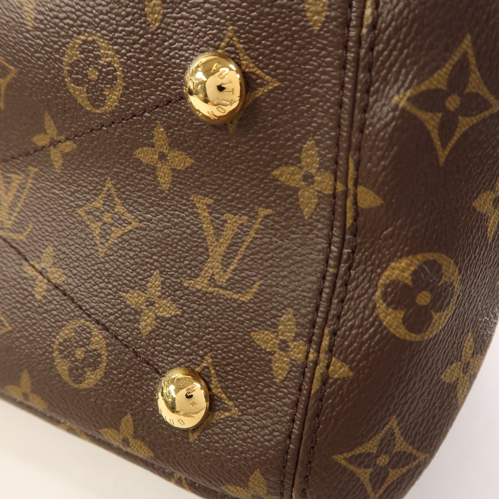 LOUIS VUITTON 【激減優惠】Monogram Pallas金扣手挽肩背兩用袋棕色/紅色