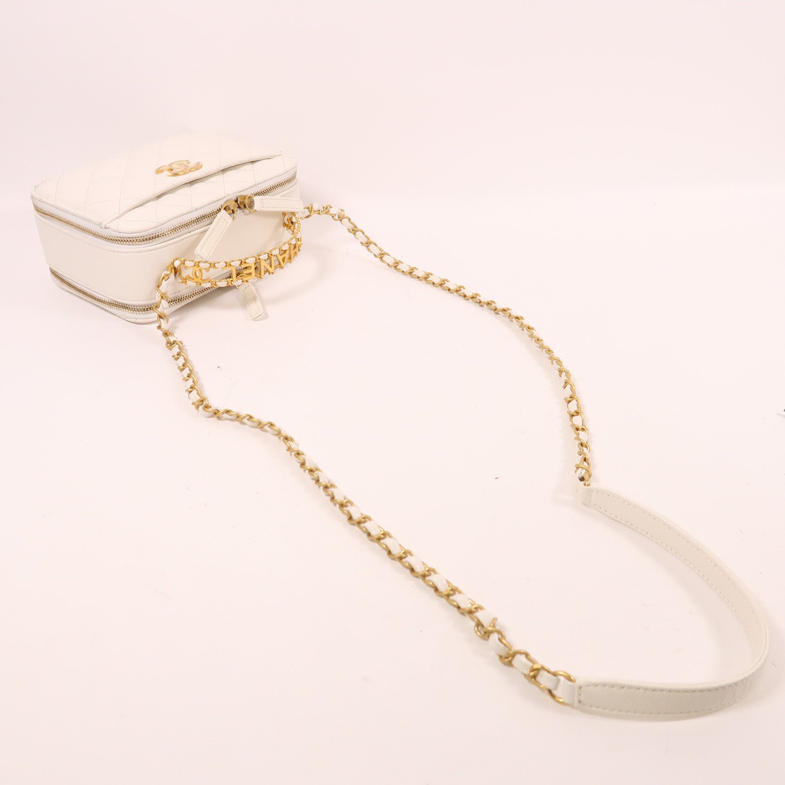 CHANEL 牛皮皮革2 Way Shoulder金扣手挽肩背兩用袋