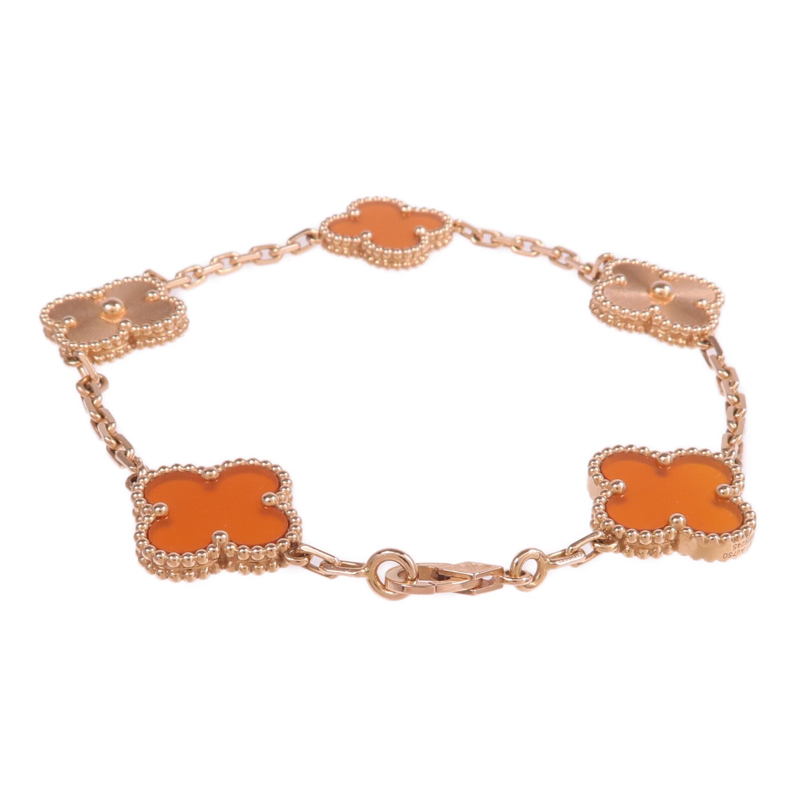 Van Cleef & Arpels 18K玫瑰金Vintage Alhambra Bracelet 5 Motifs紅玉髓手鏈