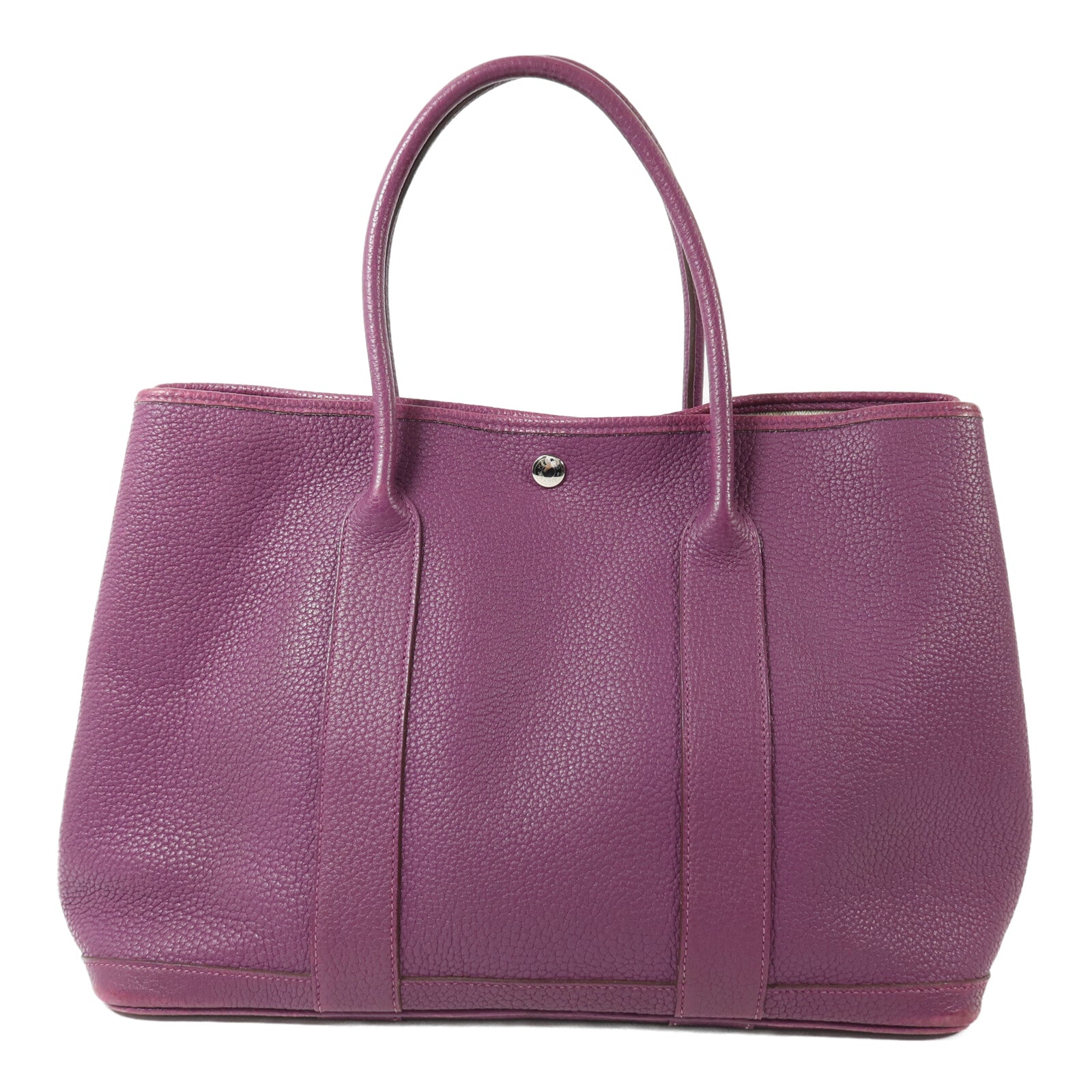 HERMES Clemence皮革Garden Party PM銀扣手挽袋Anamone