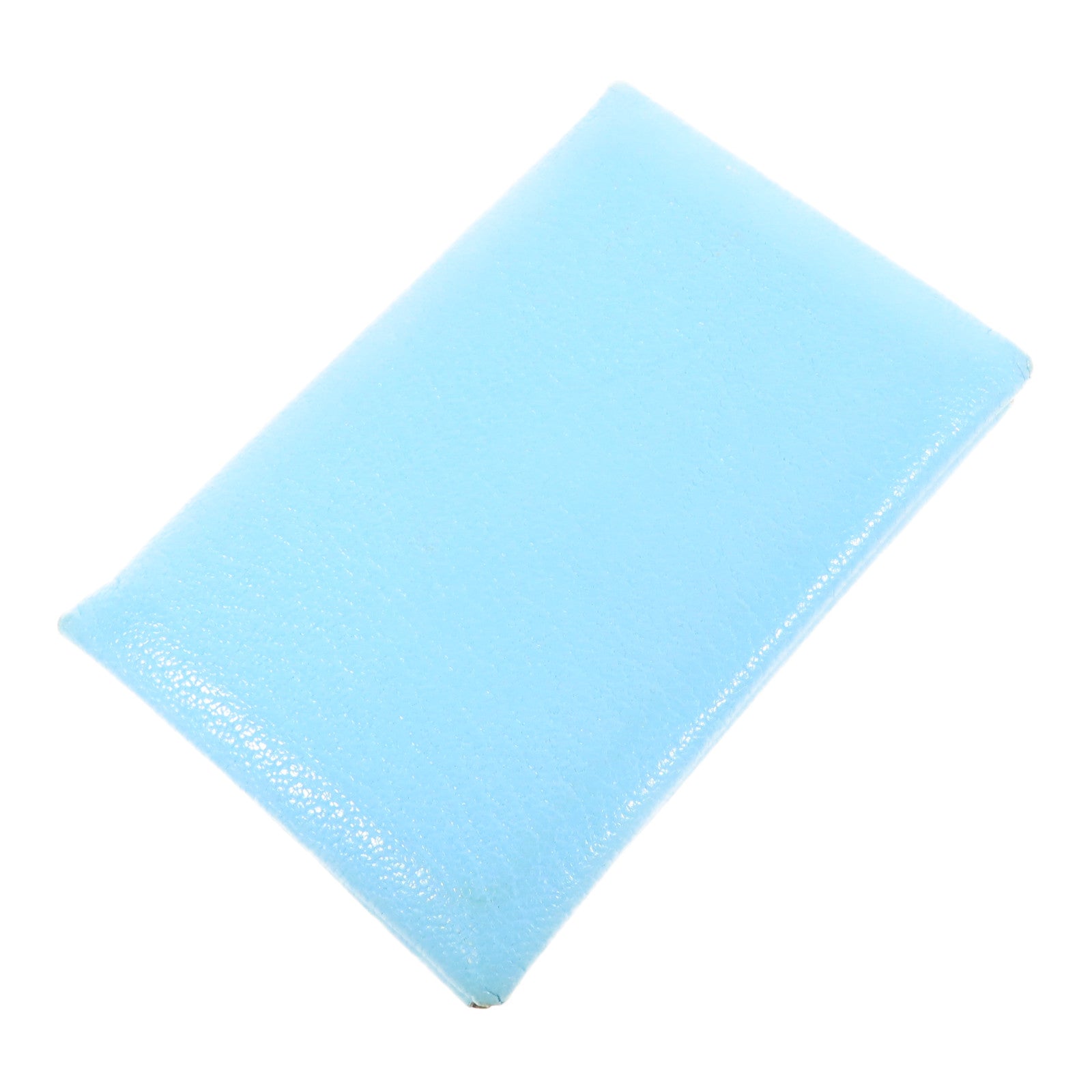 HERMES Chevre皮革Calvi銀扣卡片套Bleu du Nord