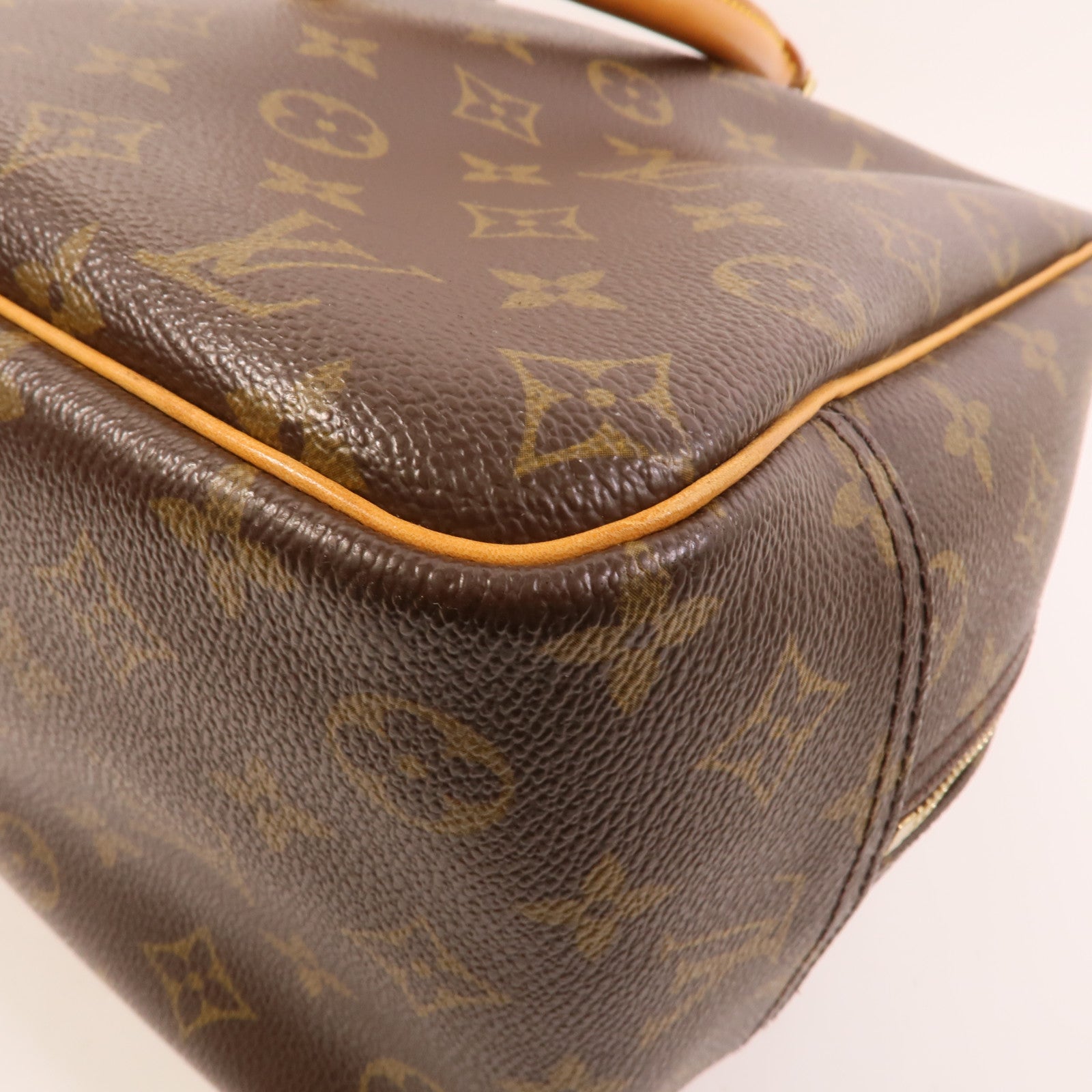 LOUIS VUITTON Monogram Deauville金扣手挽袋棕色