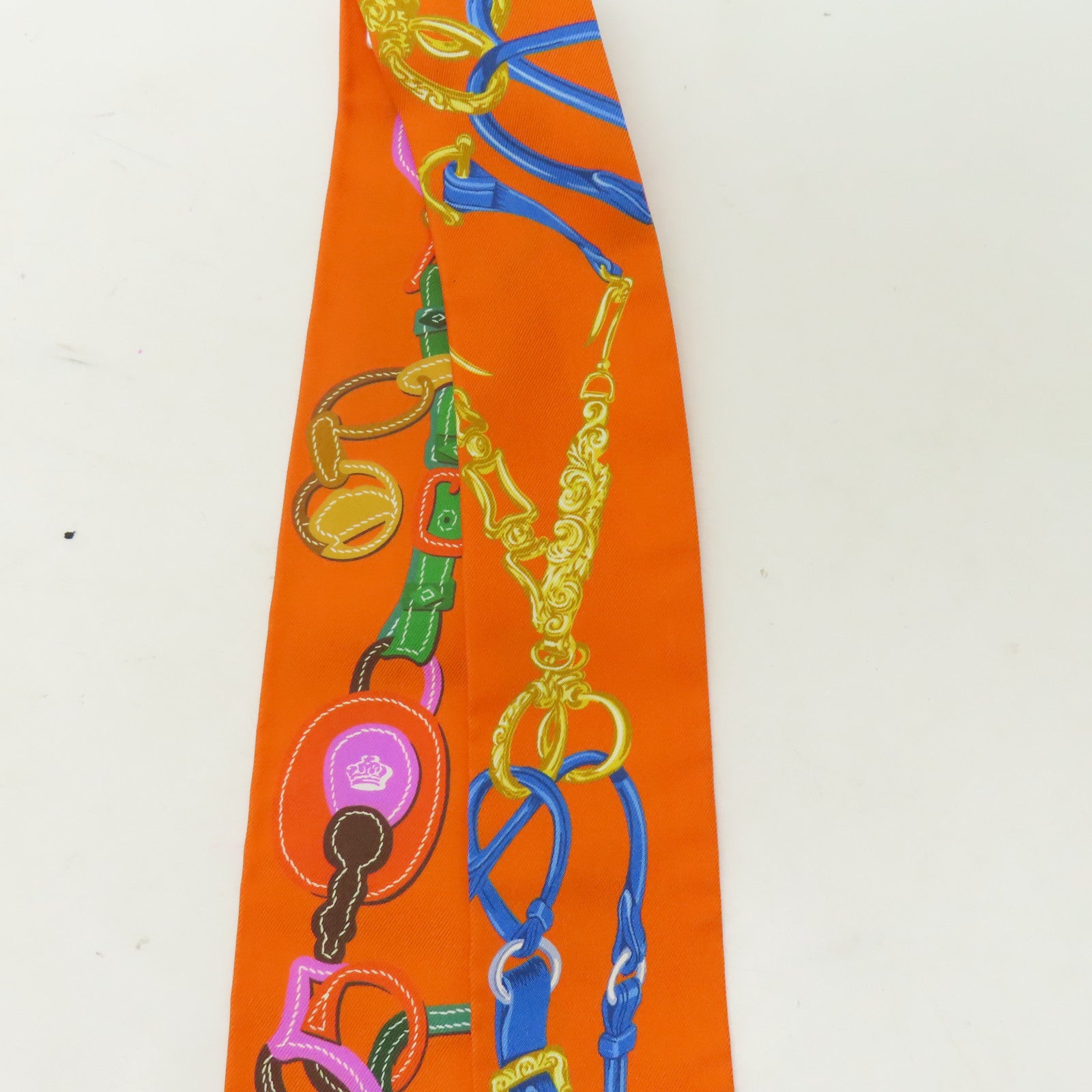 HERMES 【激減優惠】絲質Twilly絲巾橙色/粉紅色/藍色