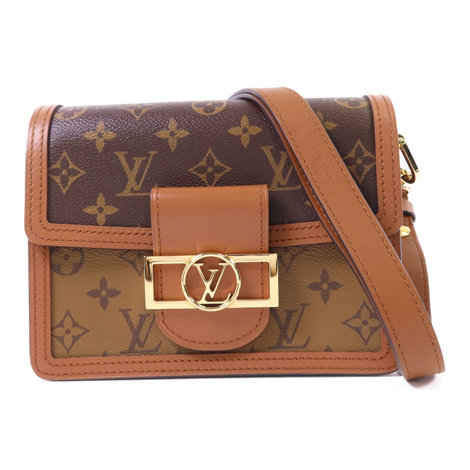 LOUIS VUITTON Monogram Reverse Mini Dauphine金扣肩背袋