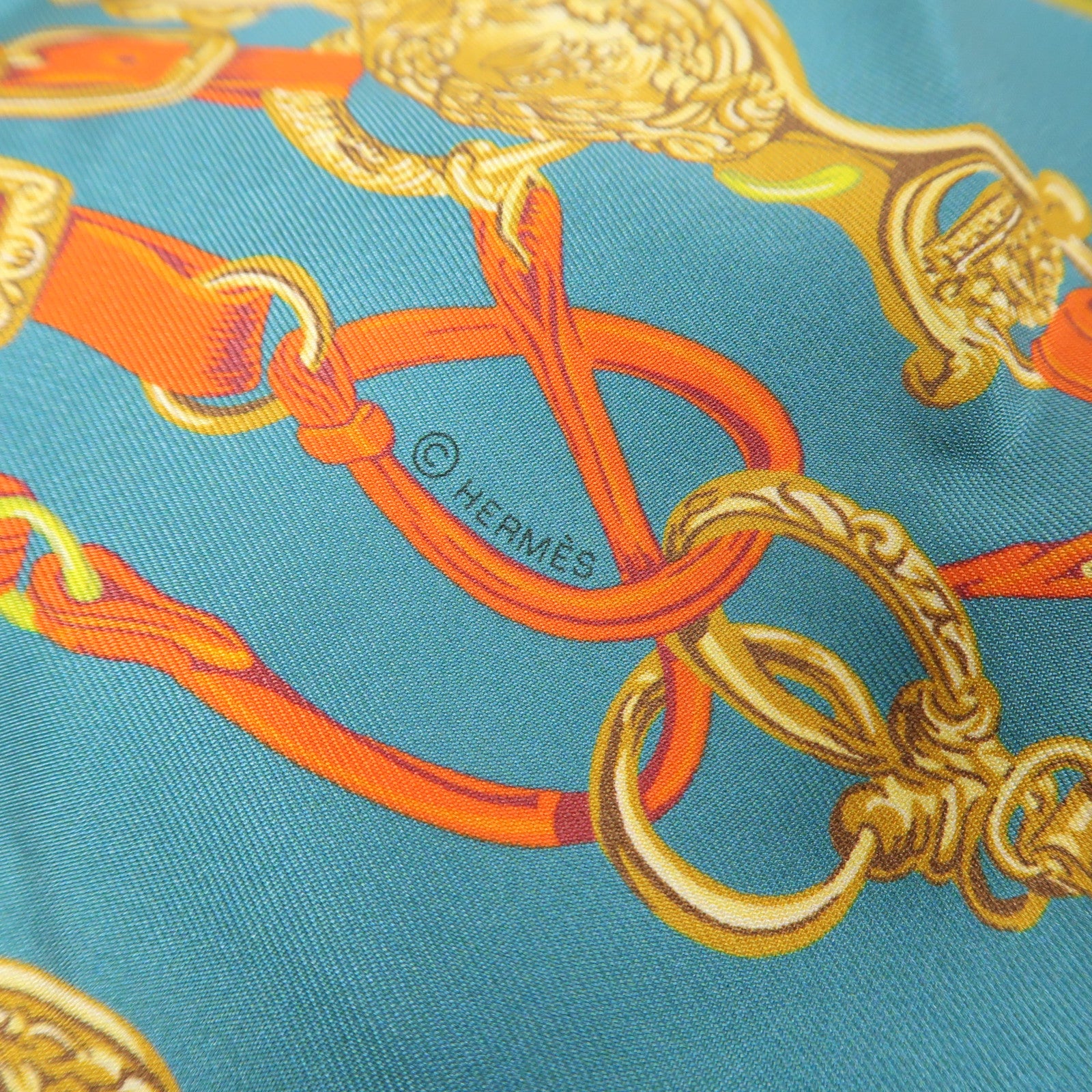 HERMES Maxi Twilly Scarf Silk Green Orange