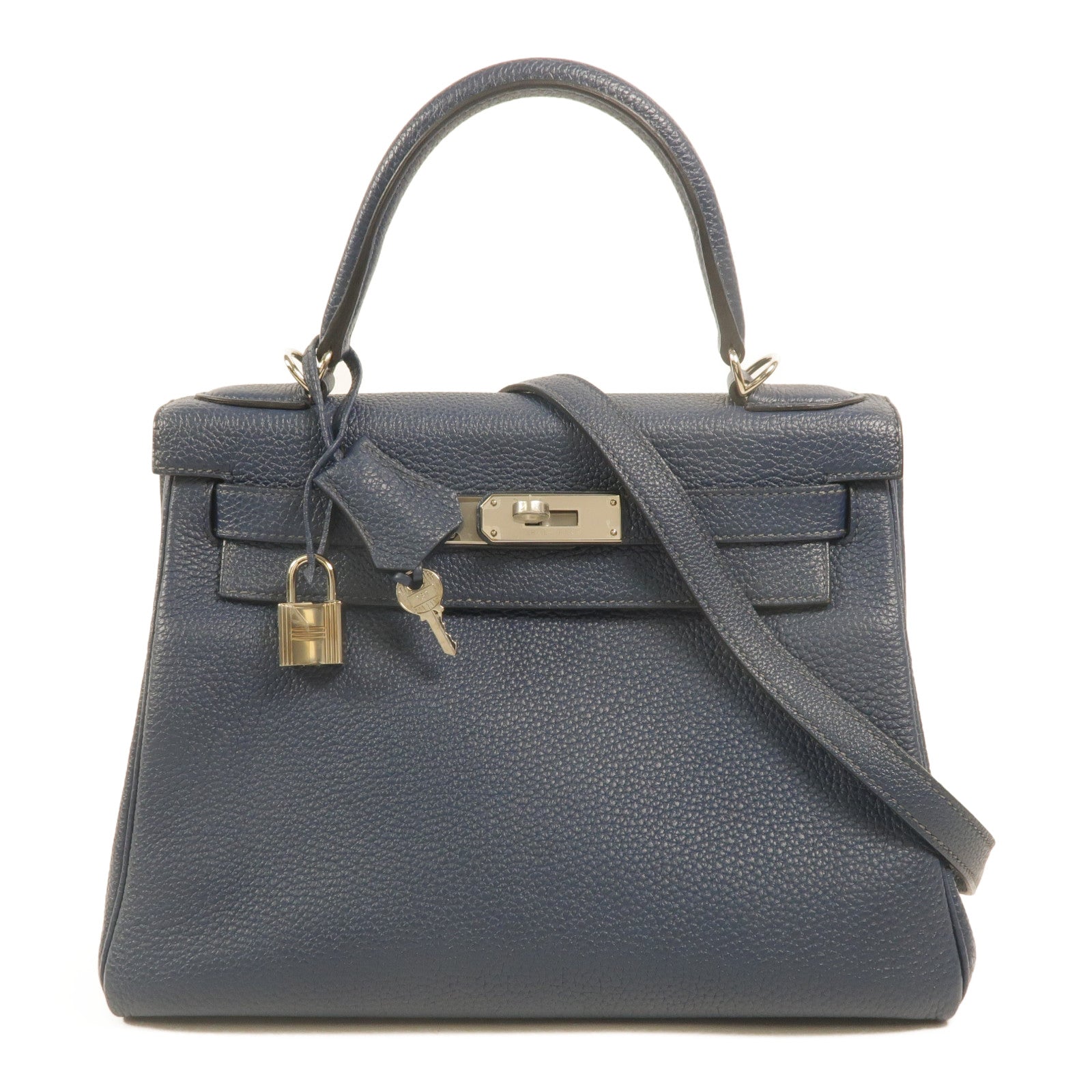 HERMES Togo皮革Kelly 28手挽肩背兩用袋Deep Blue
