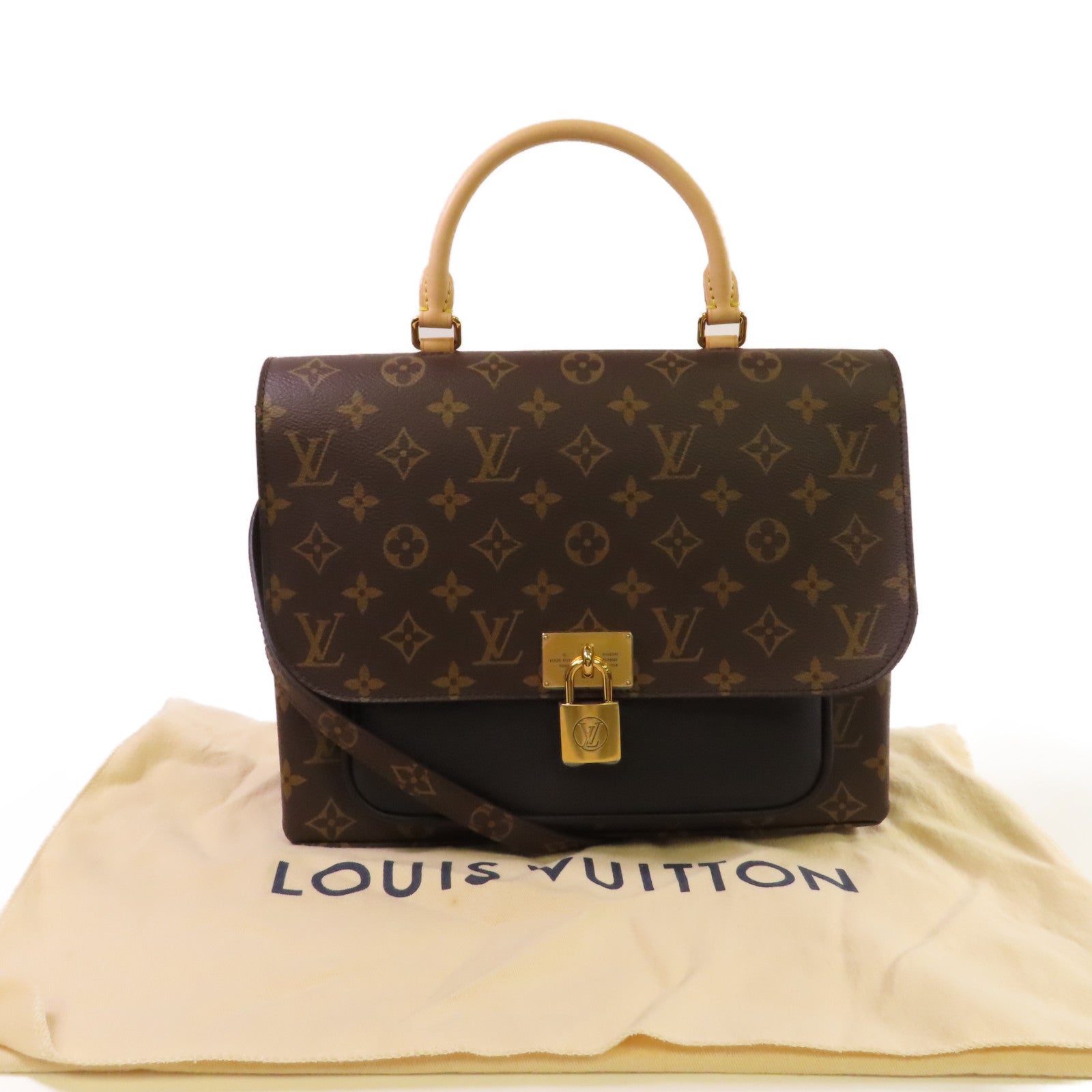 LOUIS VUITTON Monogram Marignan 2Way Shoulder Bag金扣手挽肩背兩用袋啡色/黑色