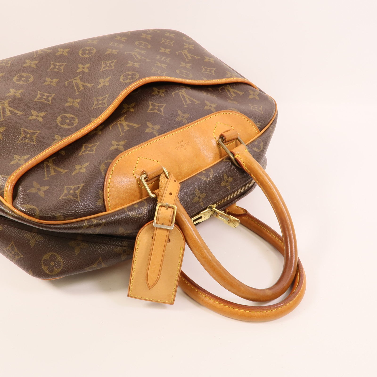 LOUIS VUITTON Monogram Deauville金扣手挽袋棕色