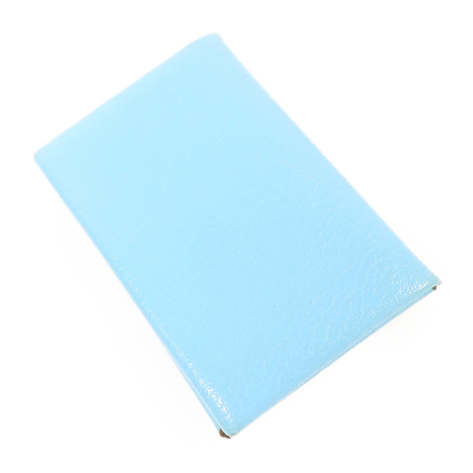 HERMES Chevre皮革Calvi銀扣卡片套Bleu du Nord