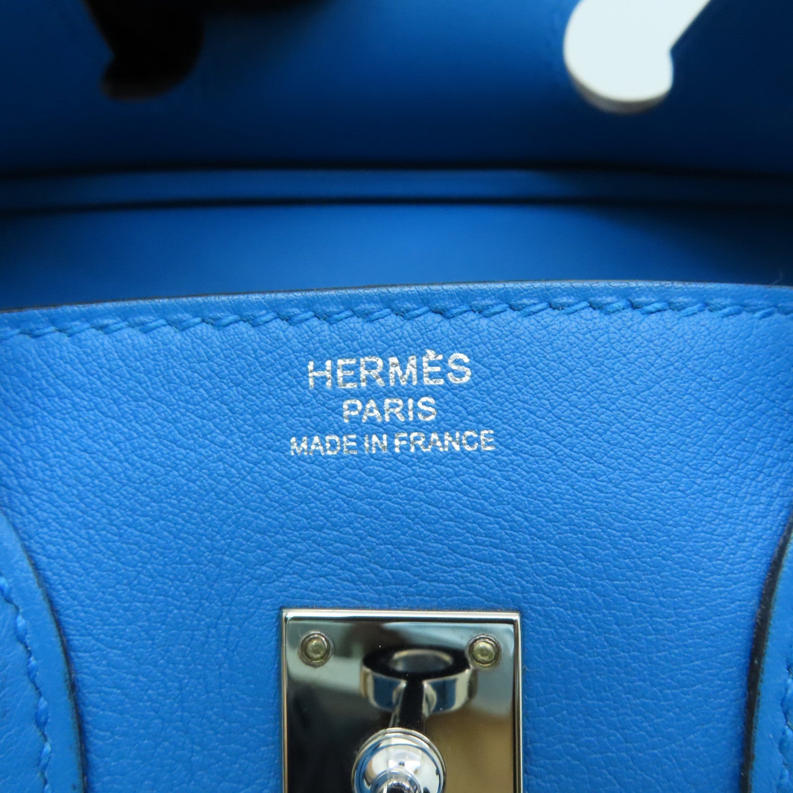 HERMES 【清倉大減價】Swift皮革Birkin 25銀扣手挽袋藍色