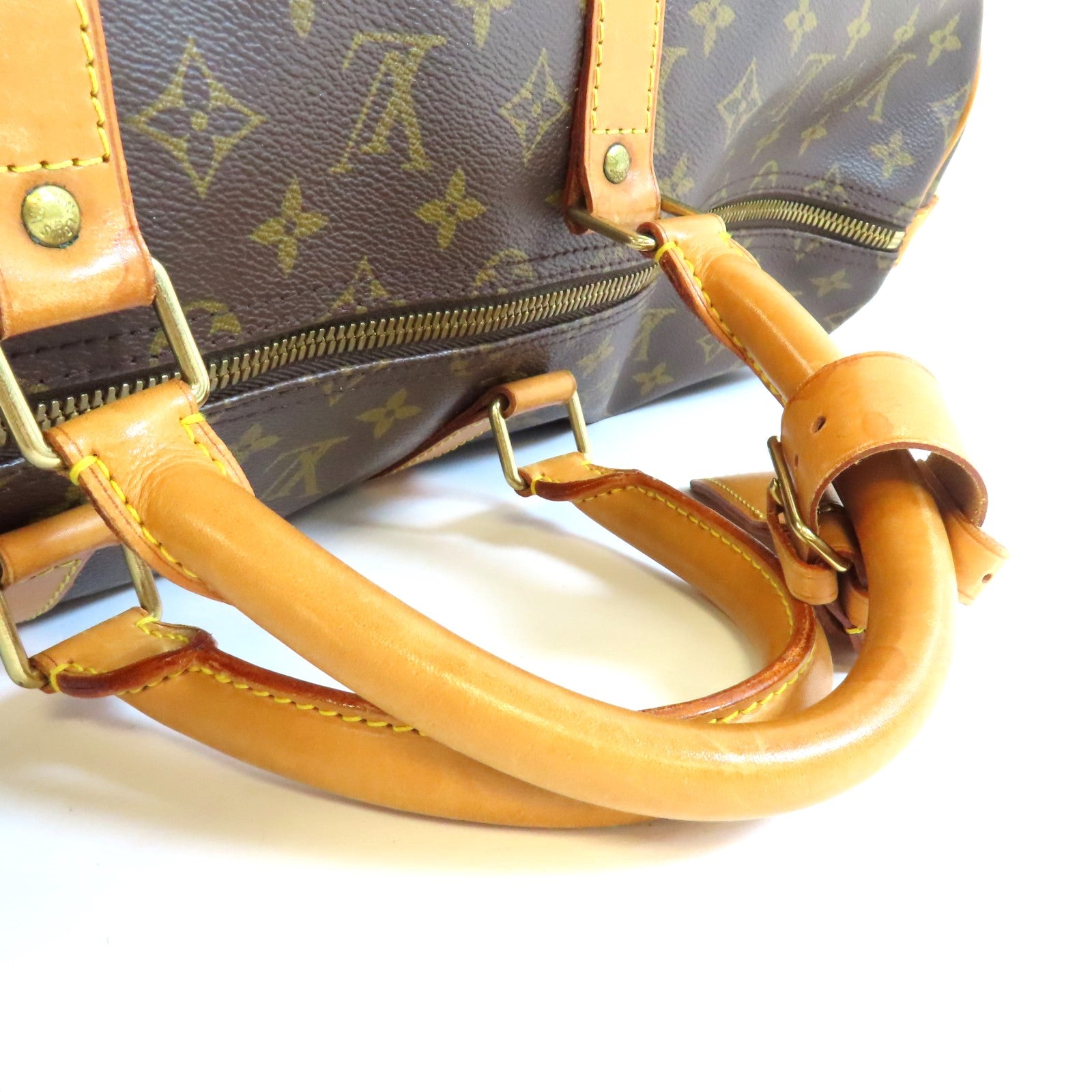 LOUIS VUITTON Monogram Keepall 55 Boston Bag金扣手挽肩背兩用袋啡色