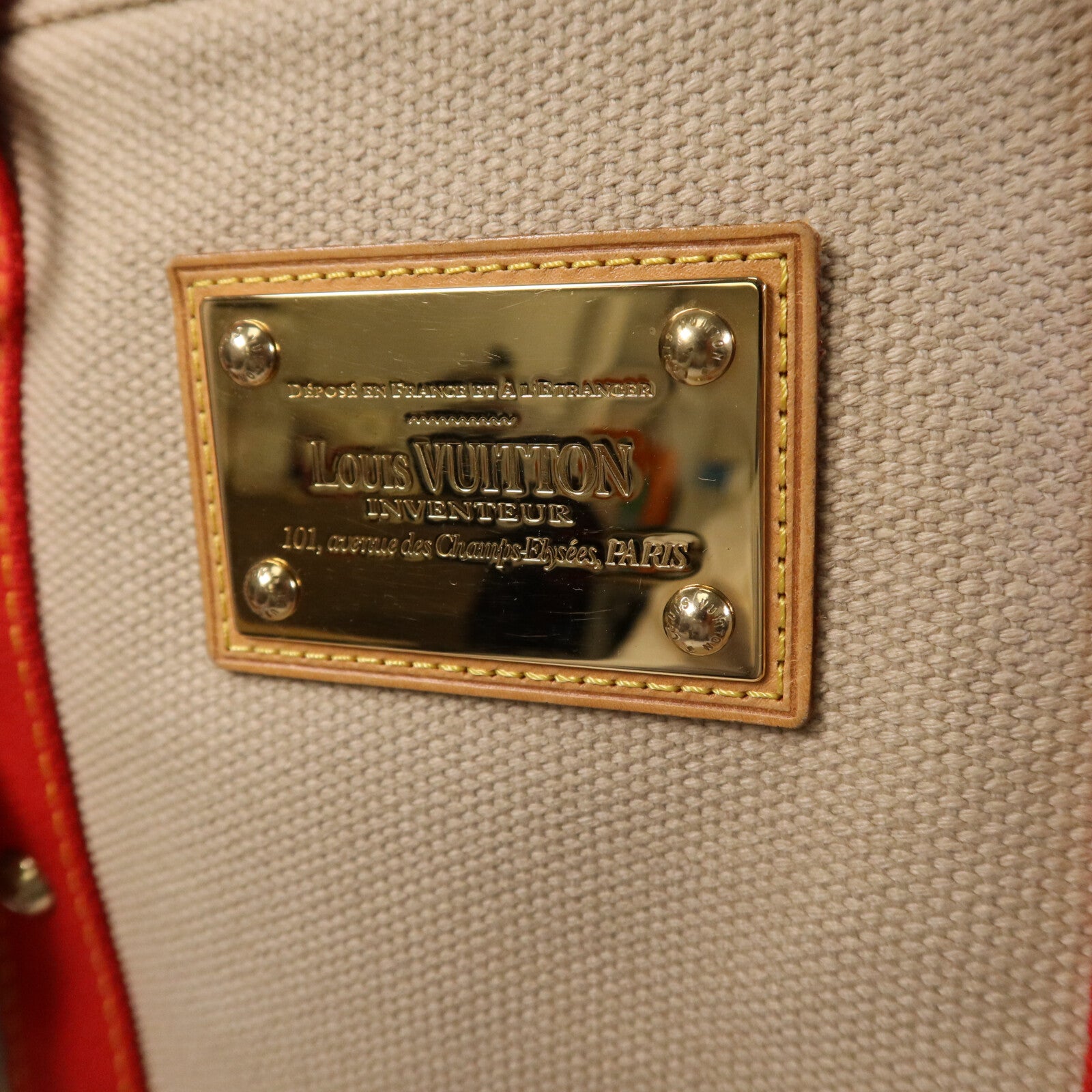 LOUIS VUITTON 帆布Cabas MM金扣手挽袋