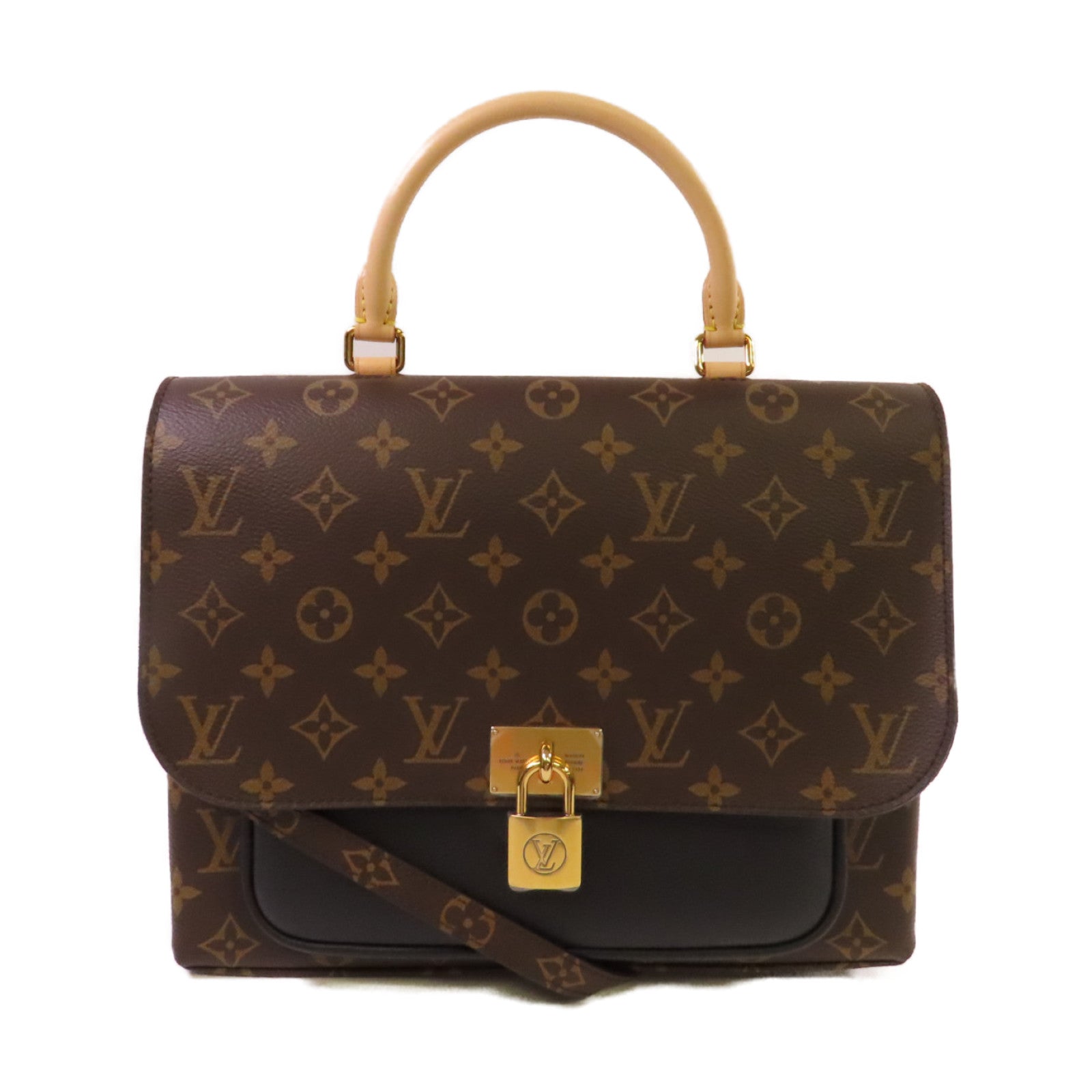 LOUIS VUITTON Monogram Marignan 2Way Shoulder Bag金扣手挽肩背兩用袋啡色/黑色