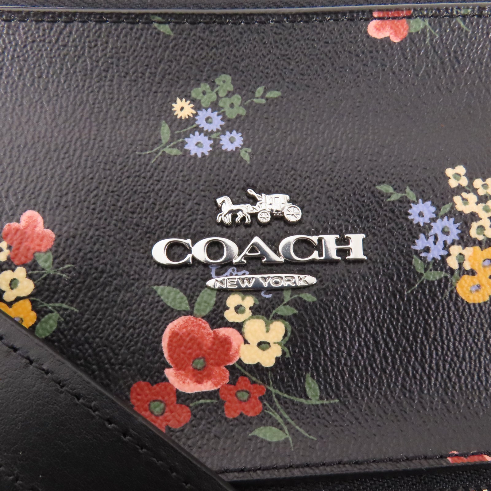 COACH 塗層帆布Shoulder Tote銀扣肩背袋