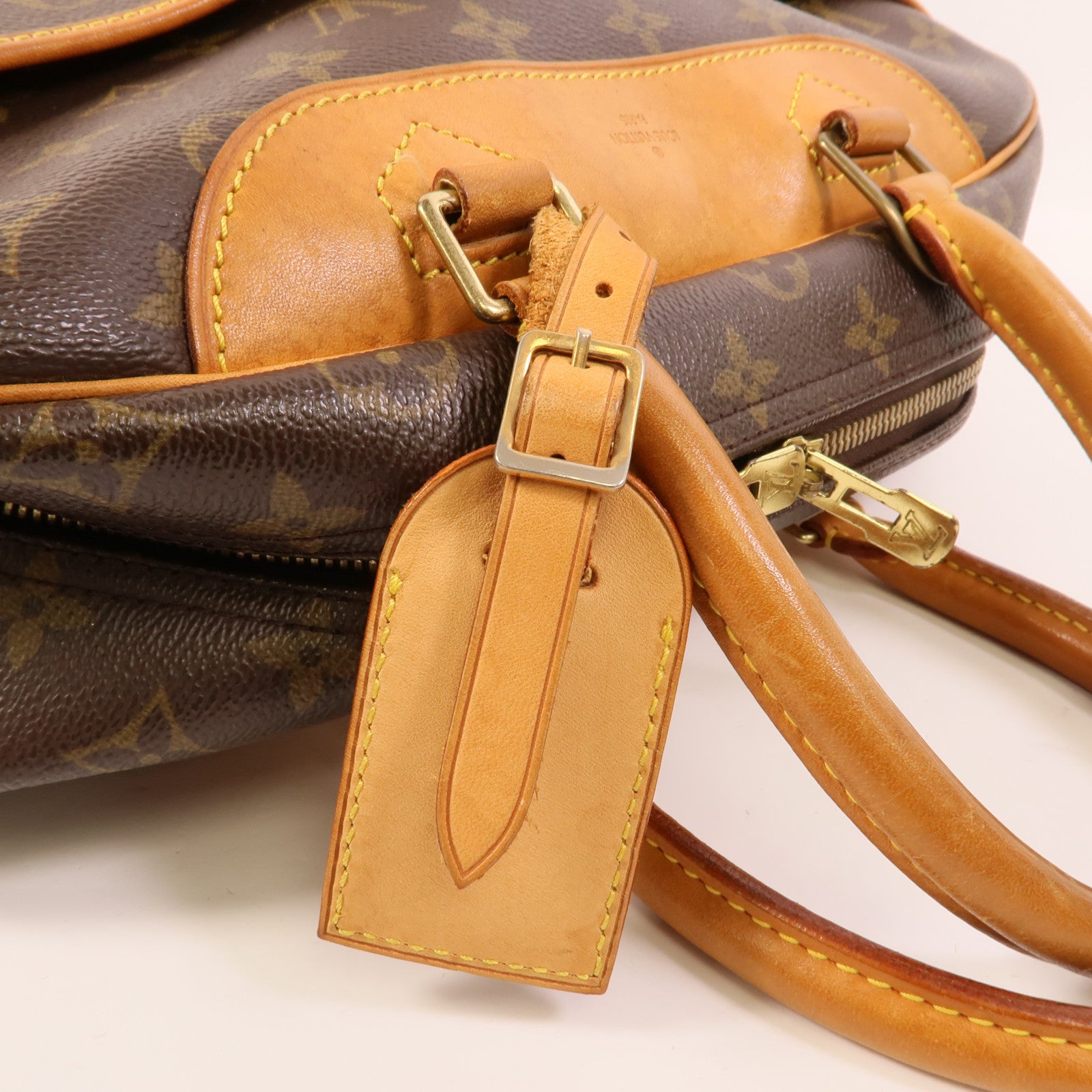 LOUIS VUITTON Monogram Deauville金扣手挽袋棕色
