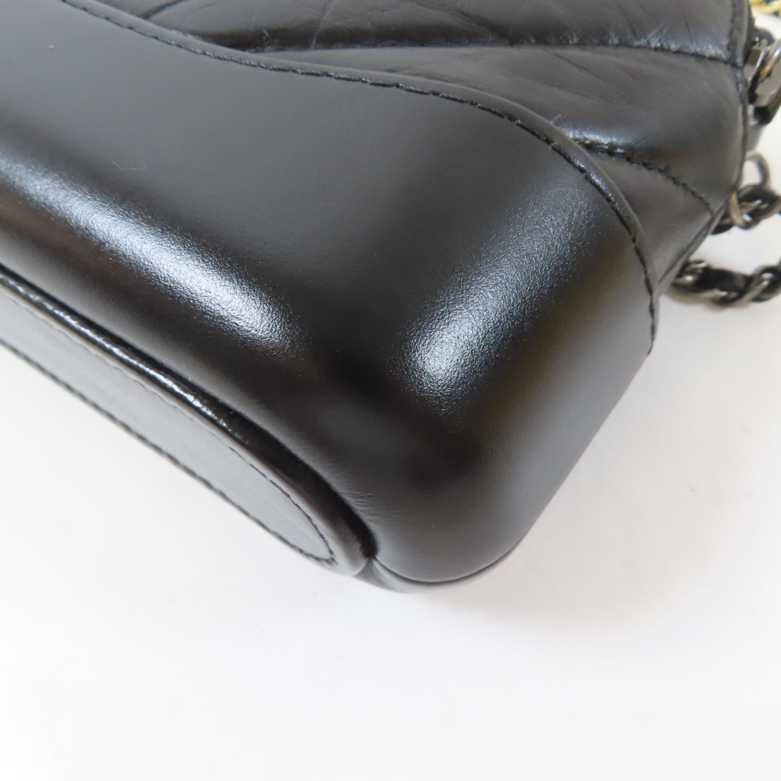 CHANEL 牛皮皮革Gabrielle Wallet On Chain金扣/銀扣鏈帶肩背袋黑色