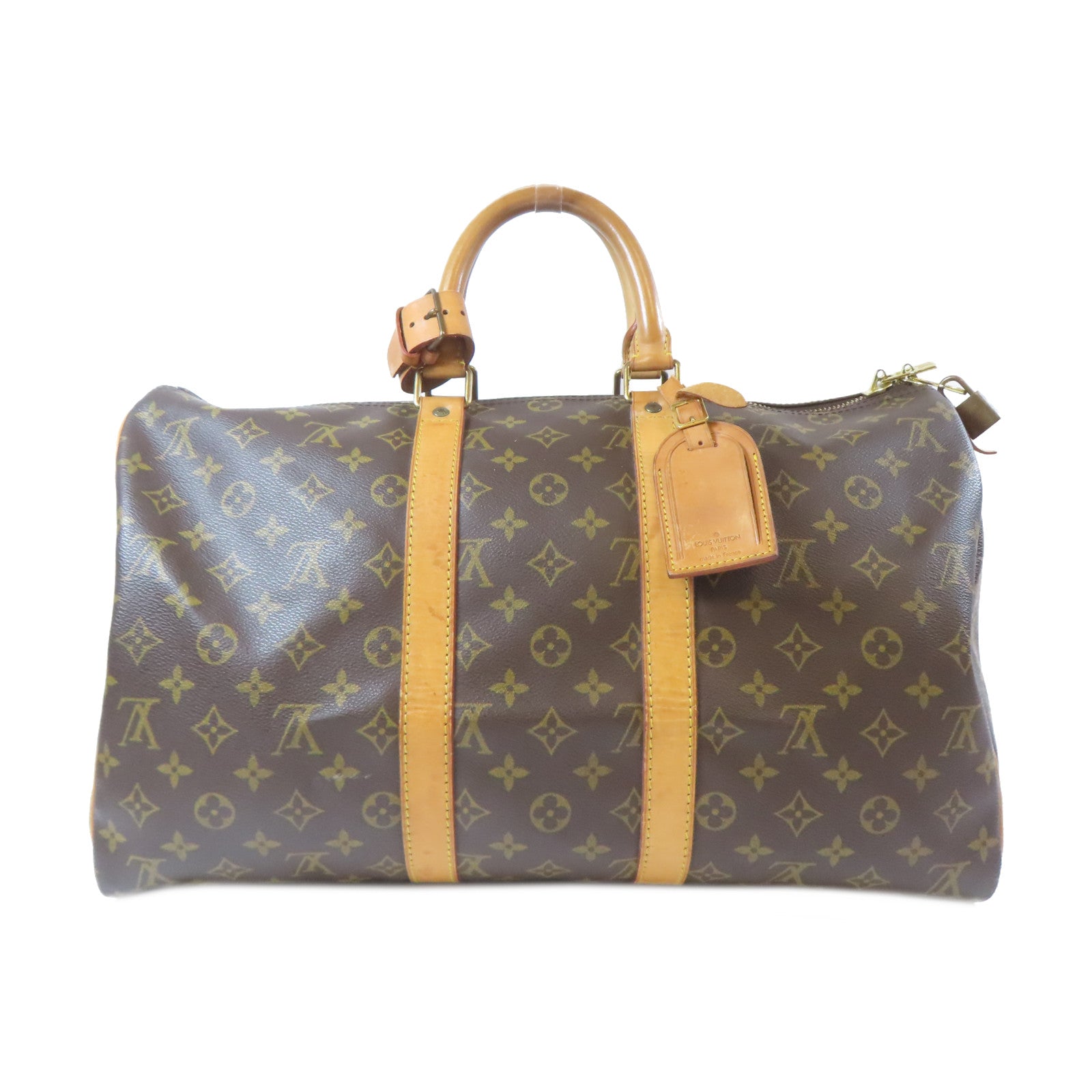 LOUIS VUITTON Monogram Keepall 45 Boston Bag金扣手挽袋啡色